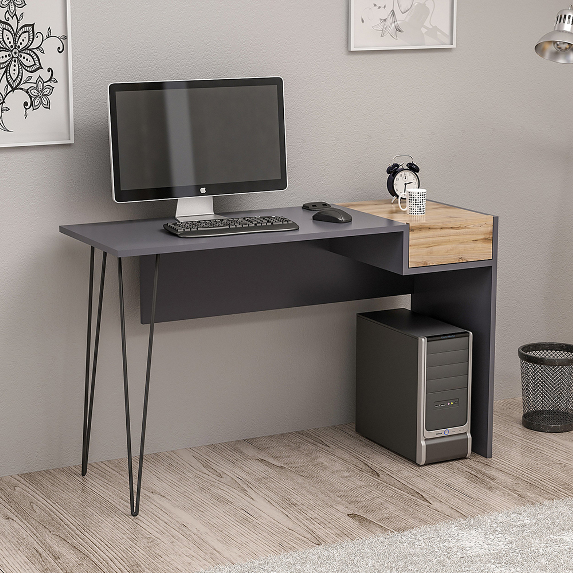 Scrivania Candy, noce/antracite Soft industrial vista9