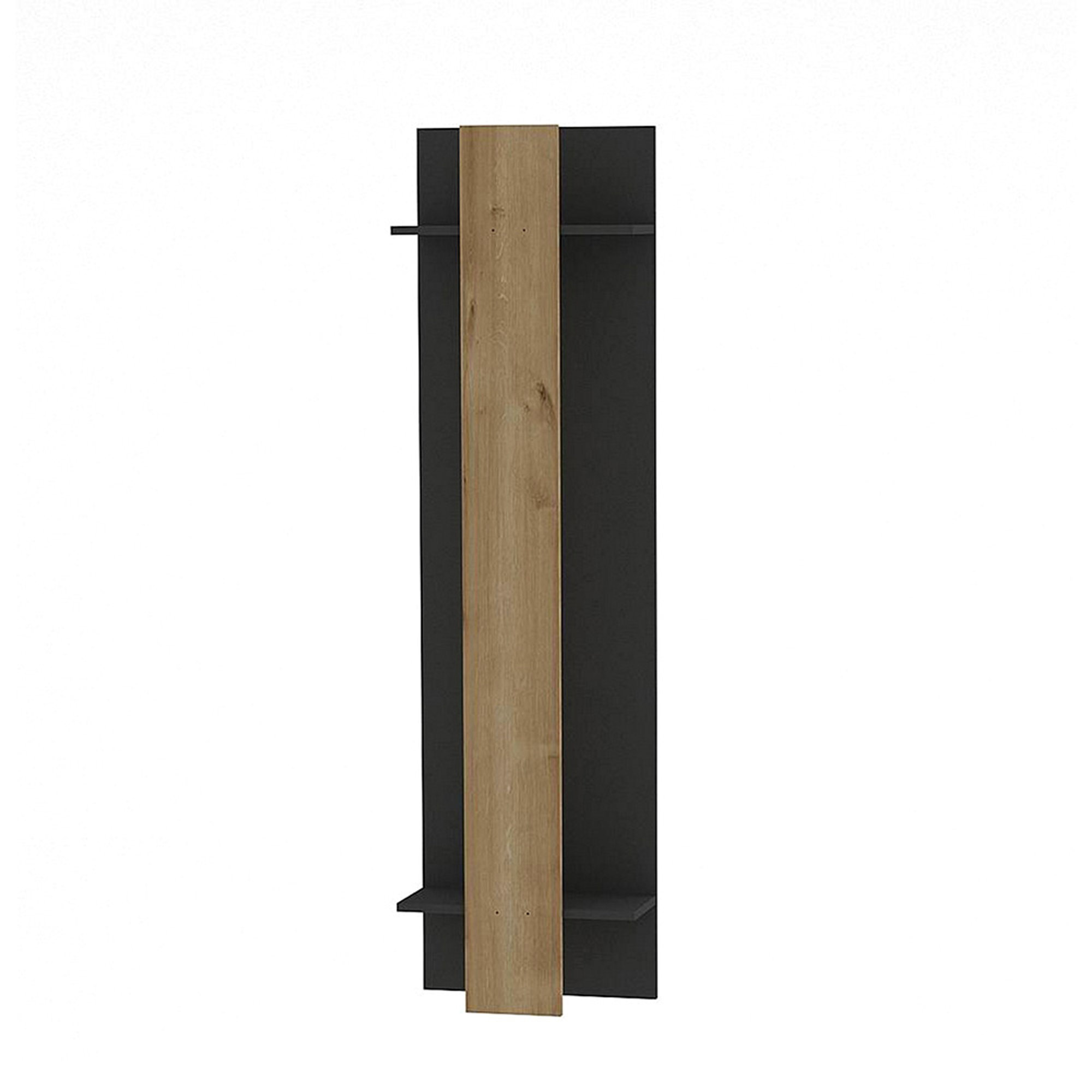 Mobile ingresso Kesa con 2 mensole, antracite/quercia Soft industrial vista0