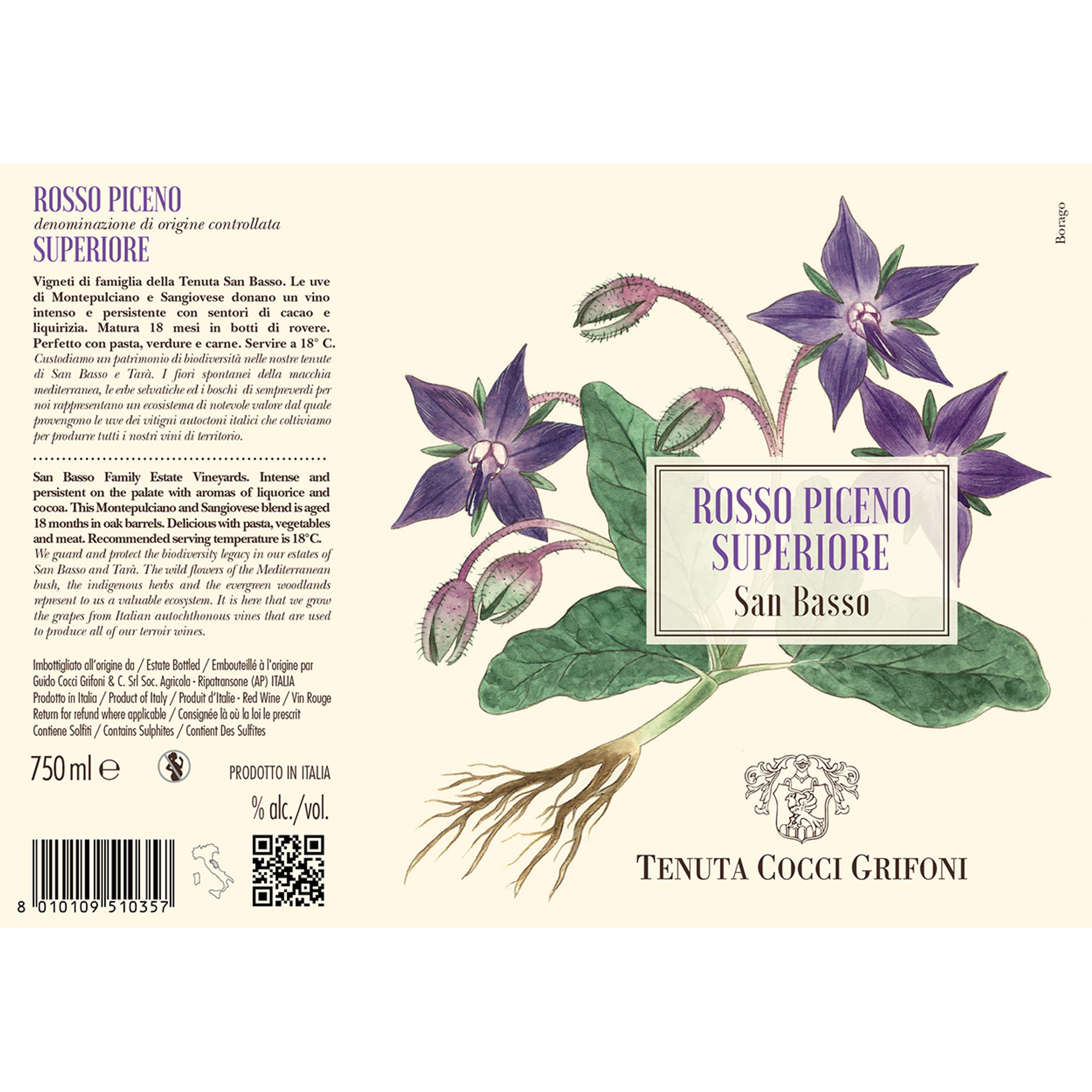 3 bottiglie - Rosso Piceno DOC Superiore Tenuta San Basso 2023 Cocci Grifoni vista1