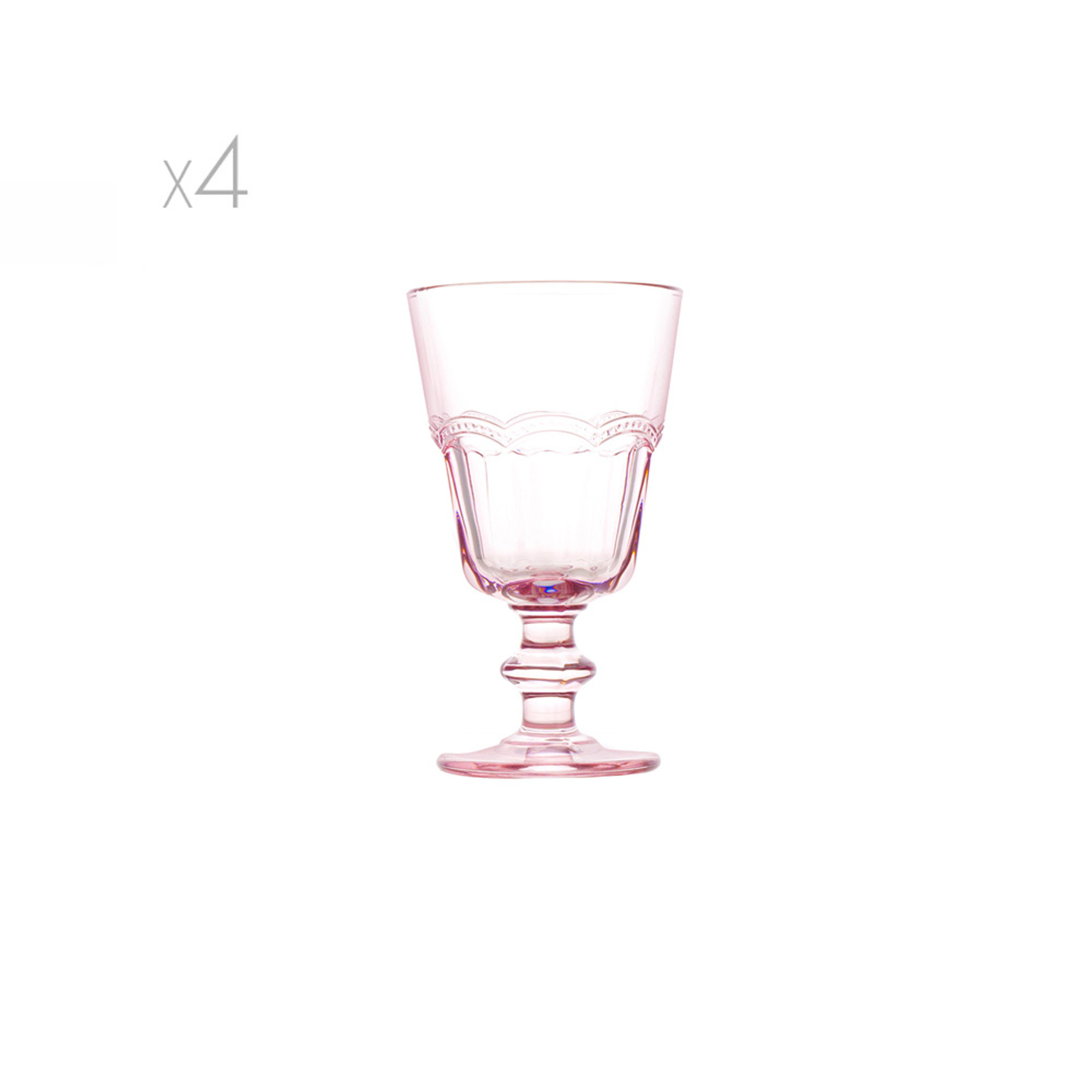 Set 4 calice rosa "Barocco" 18 cl Tavola Bon Ton vista0