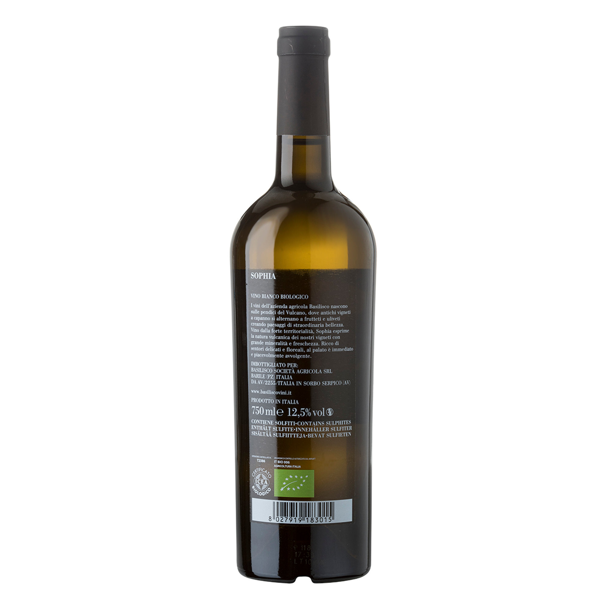 3 botellas - «Sophia» Basilicata Bianco IGT 2018 Basilisco vista1