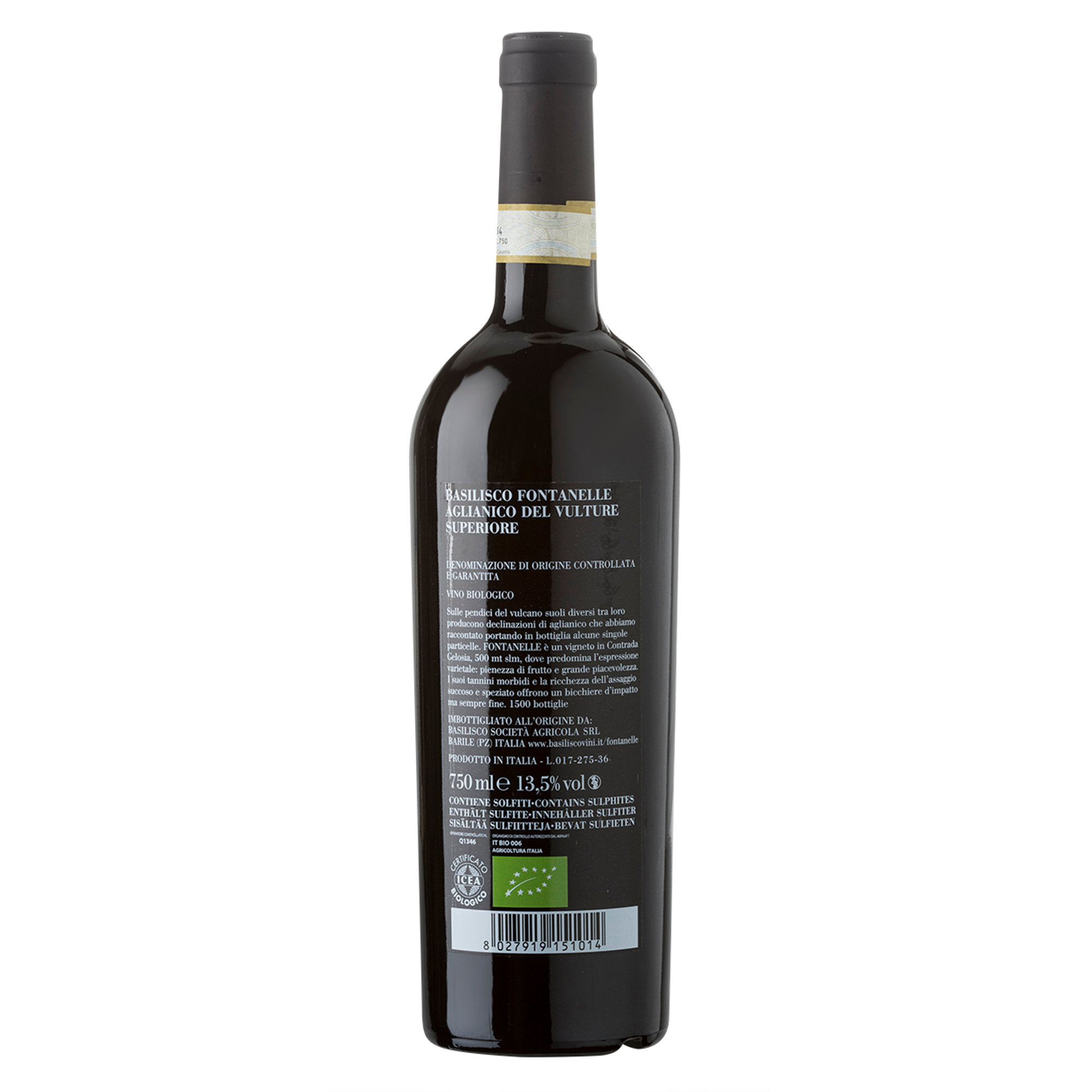 1 bouteille - "Fontanelle" Aglianico del Vulture Superiore DOCG 2015 Basilisco vista1