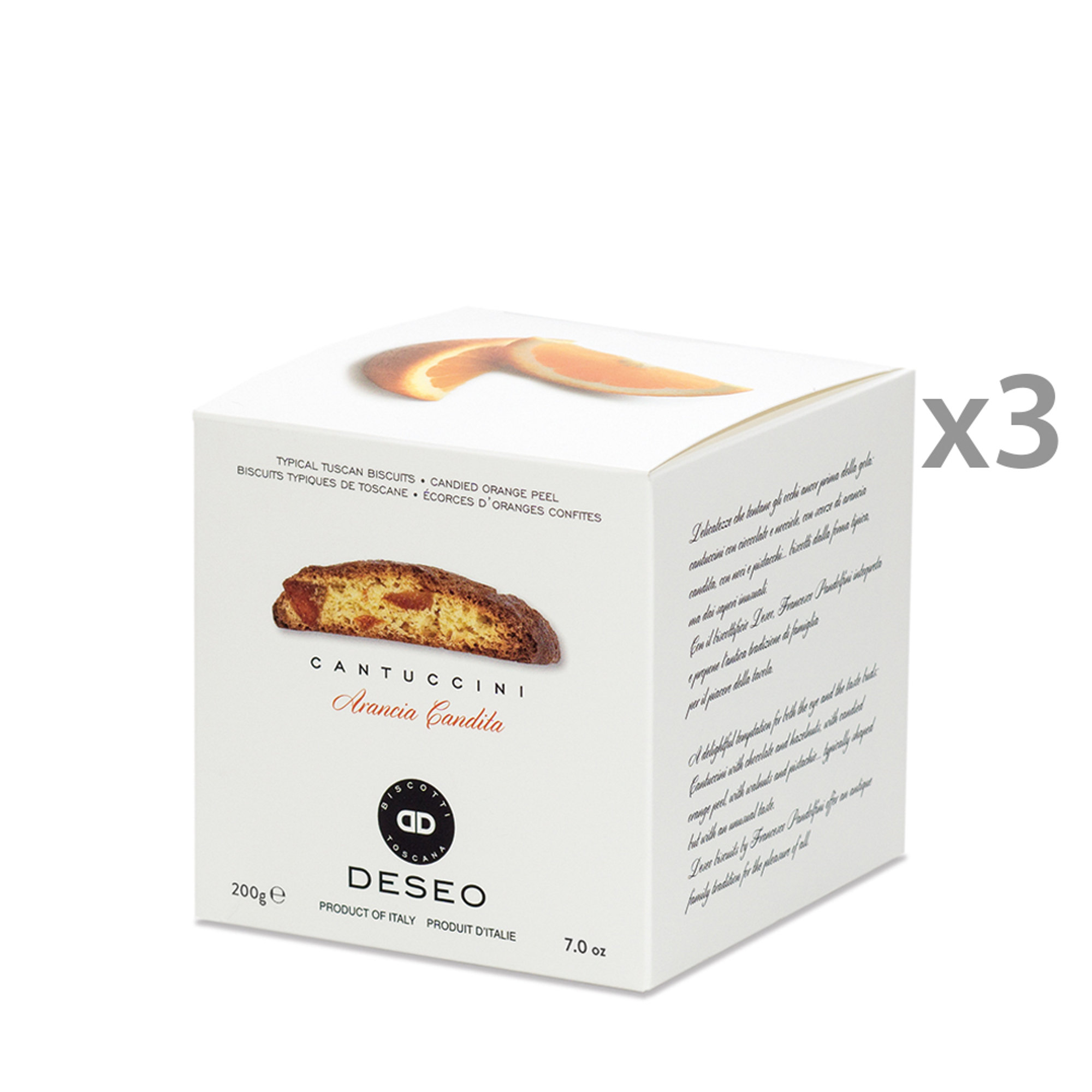 3 scatole - Cantuccini Arancia Candita 200 gr Deseo vista0