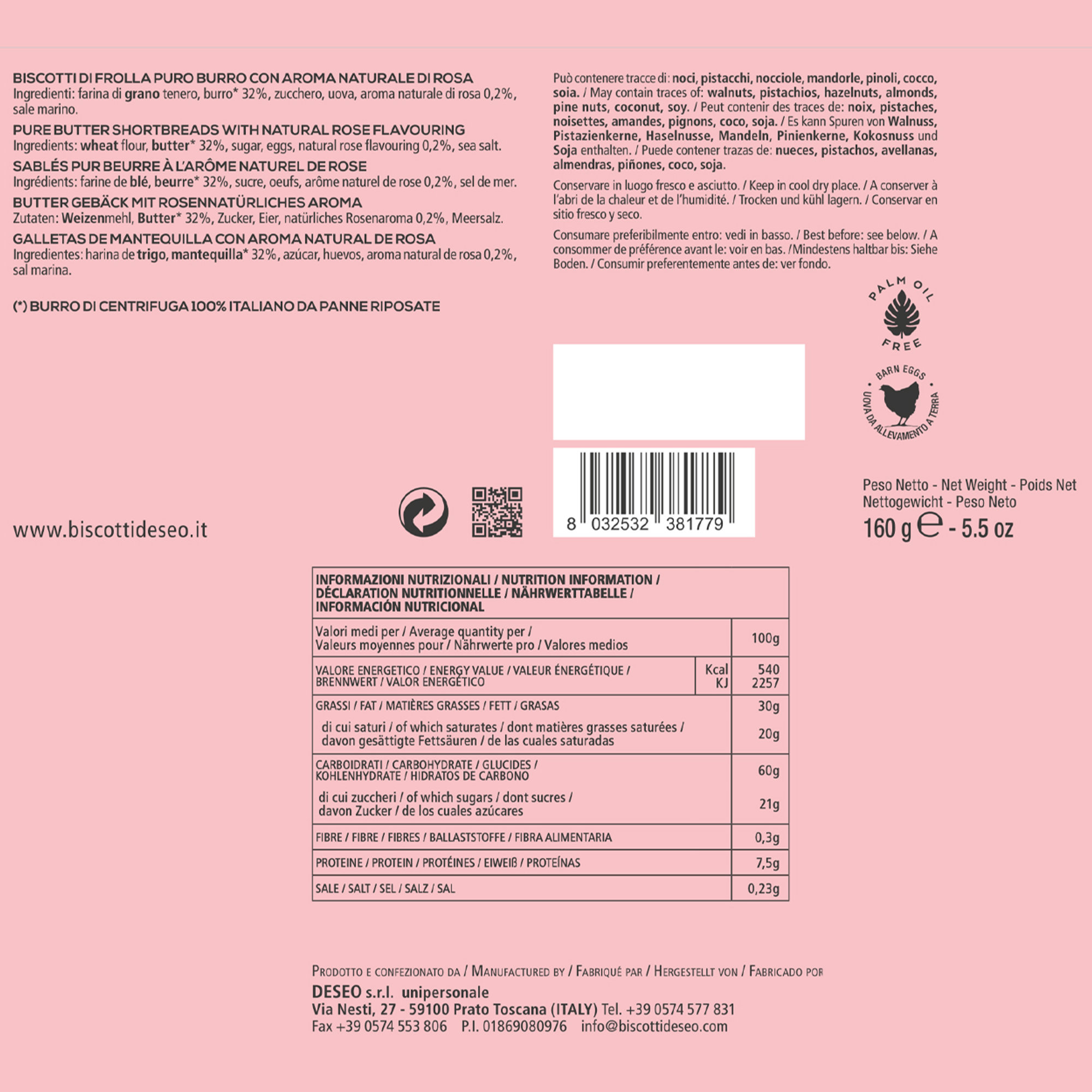 3 opakowania - Ciasteczka Frolla Ricca o smaku róży 160 g Deseo vista1