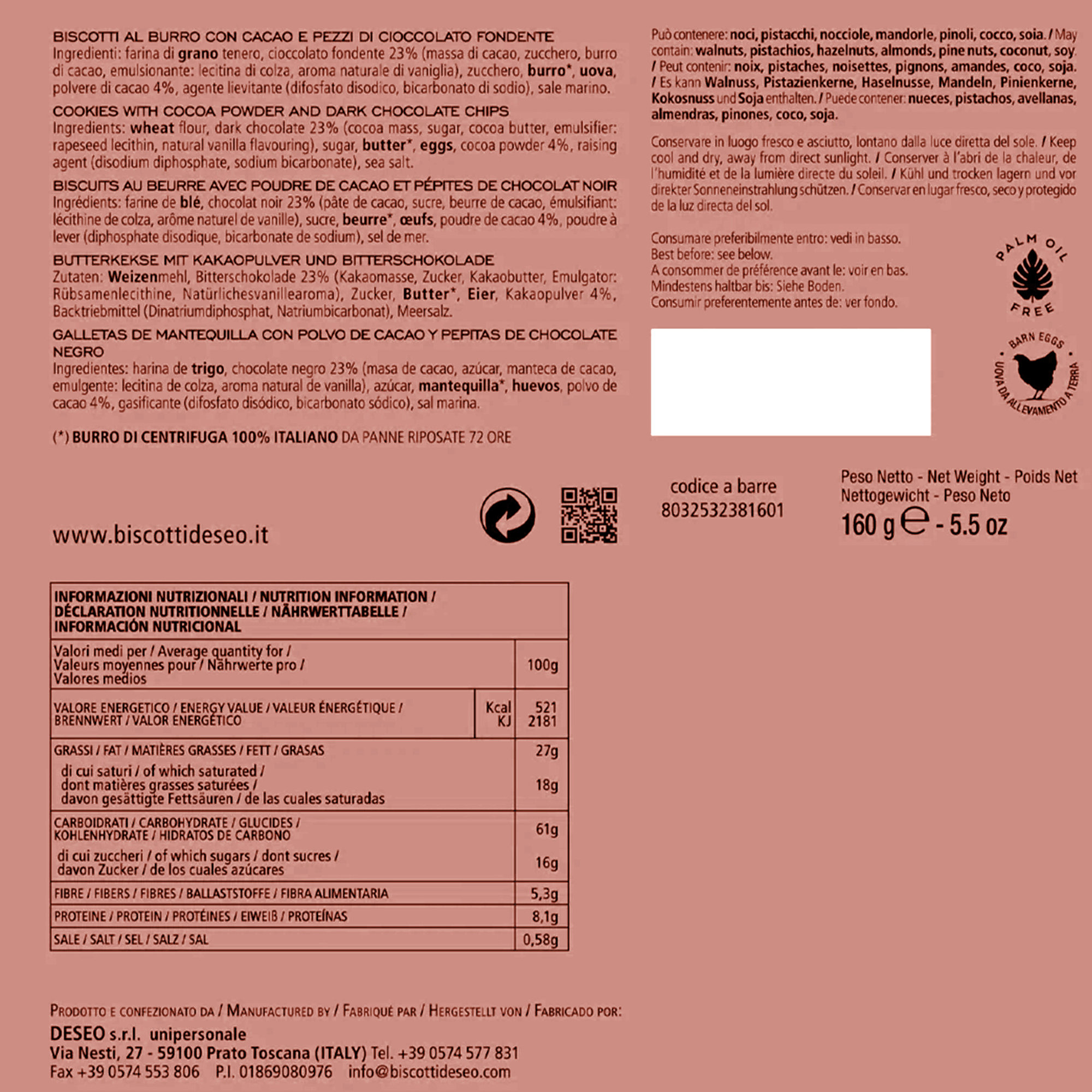 3 boxes - Cocoa and Dark Chocolate Cookies 160 g Deseo vista1