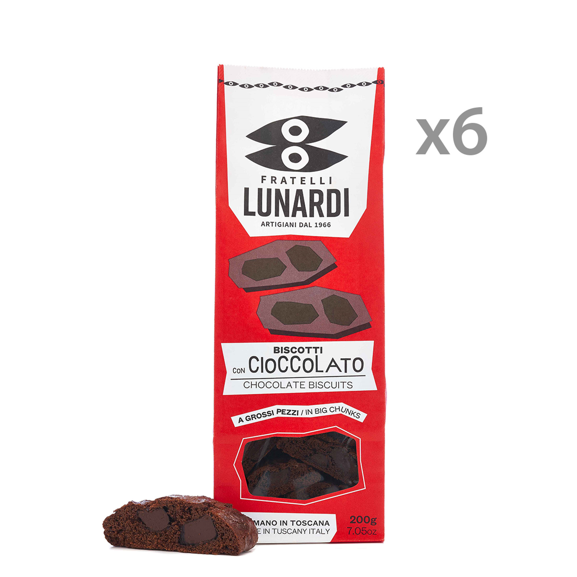 6 confezioni - "Cantucci con Cioccolato" 200 gr Fratelli Lunardi vista0