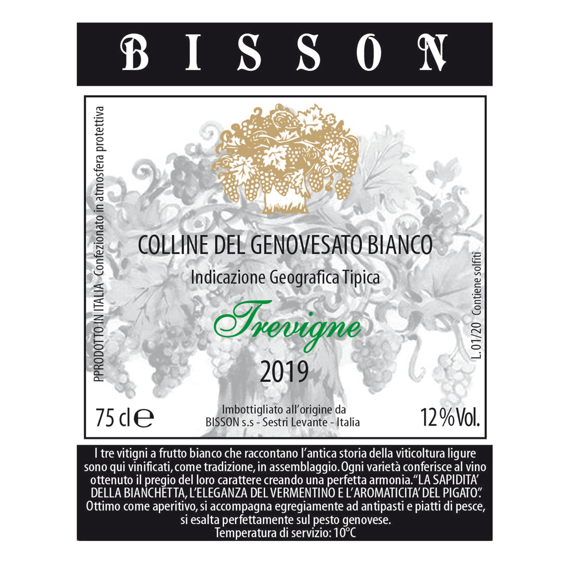 3 bottiglie - "Trevigne" Colline del Genovesato Bianco IGT 2023 Bisson vista1