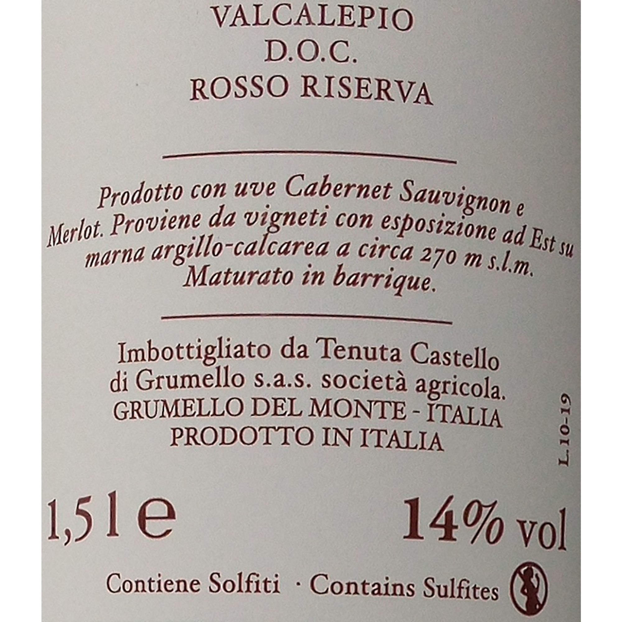 1 bottiglia Magnum - "Il Castello" Valcalepio Rosso Riserva DOC 2016 con scatola in legno Castello di Grumello obsoleto vista1