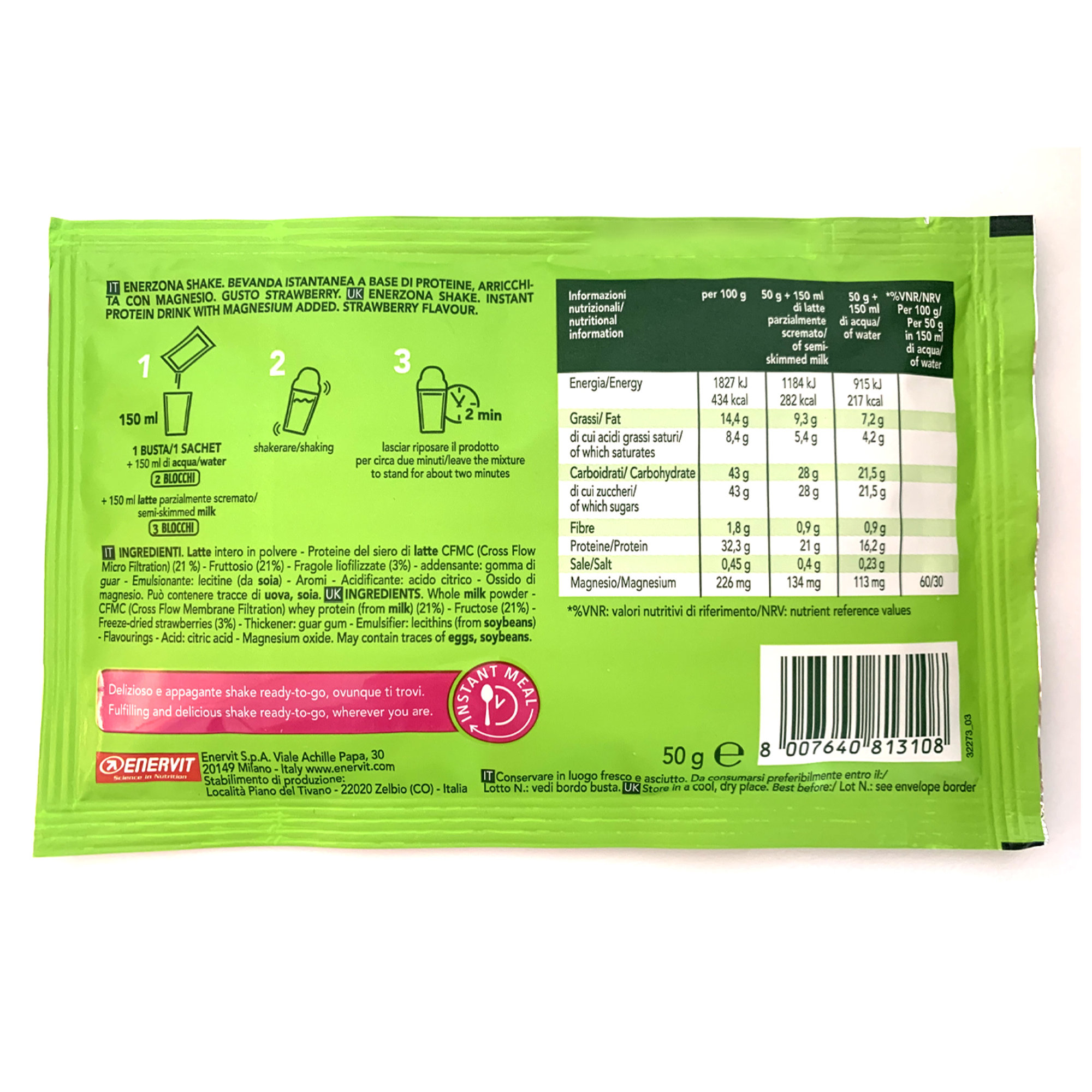 20 buste da 56 gr - Shake Fragola e Yogurt Enervit vista1