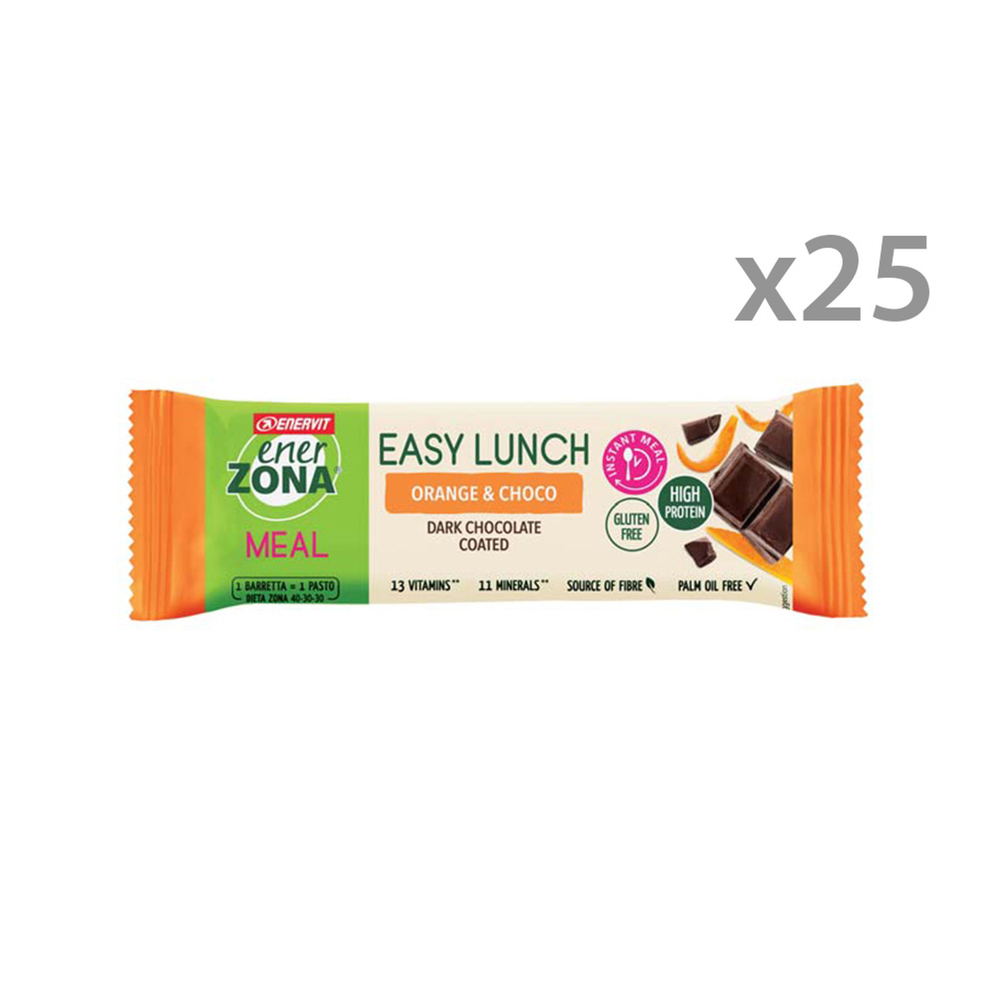 25 barrette da 58 gr - Easy Lunch Cioccolato Fondente gusto Arancia. Enervit vista0
