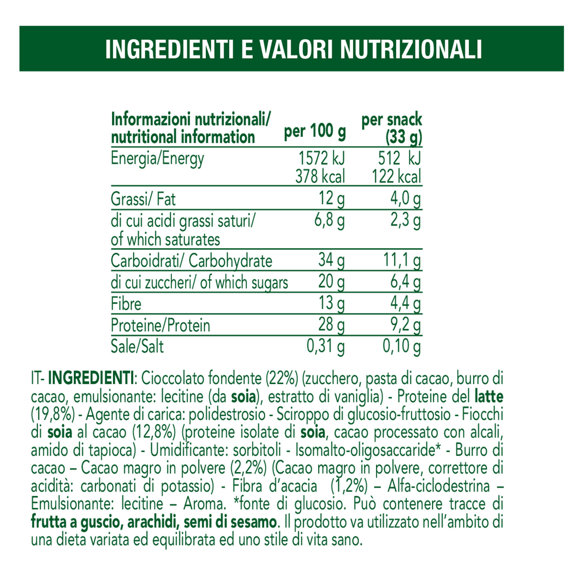 Box da 30 barrette - Enerzona Snack Crunchy Choco Enervit vista1