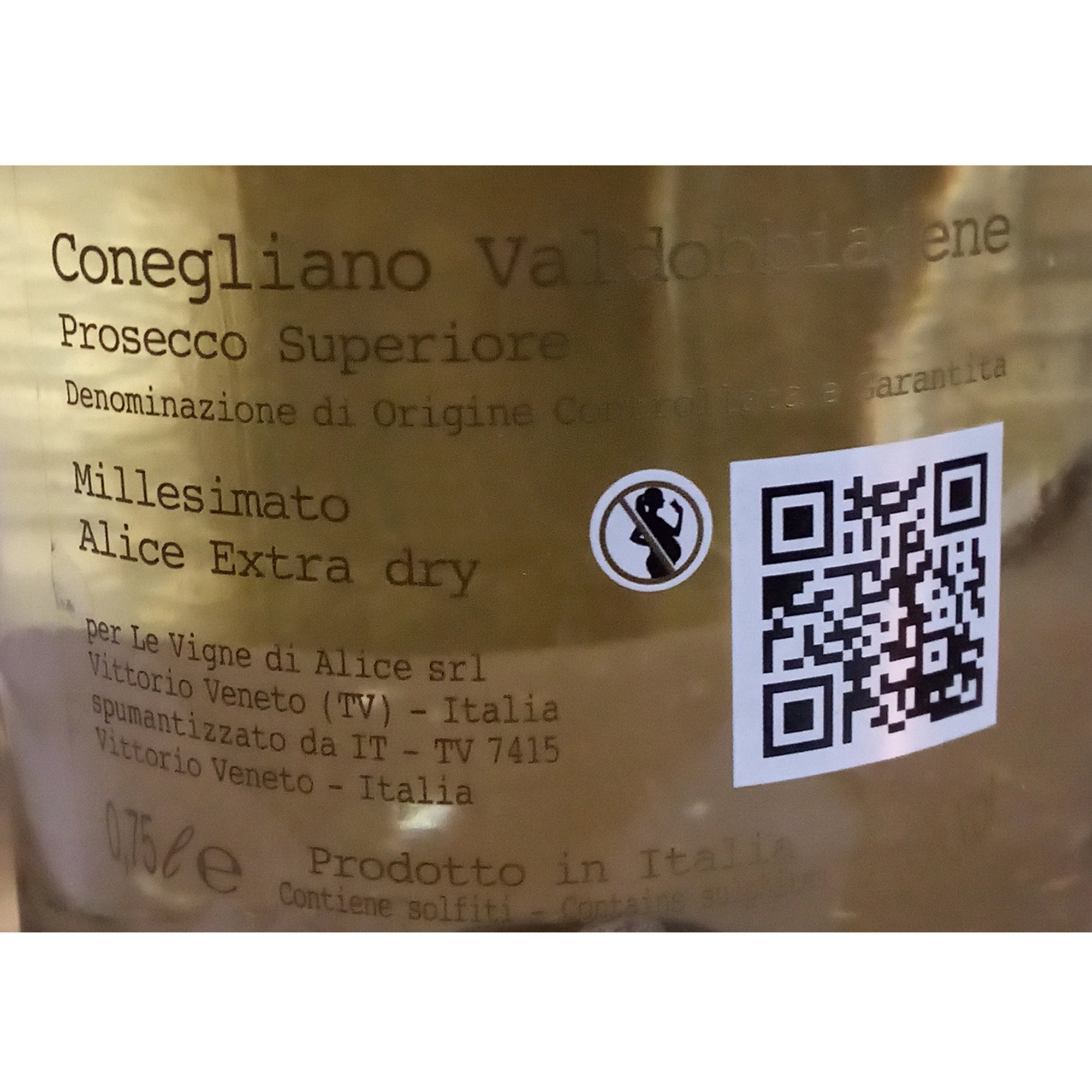 3 bottiglie - "Alice" Conegliano Valdobbiadene Prosecco Superiore Extra Dry DOCG 2023 Le Vigne di Alice vista1