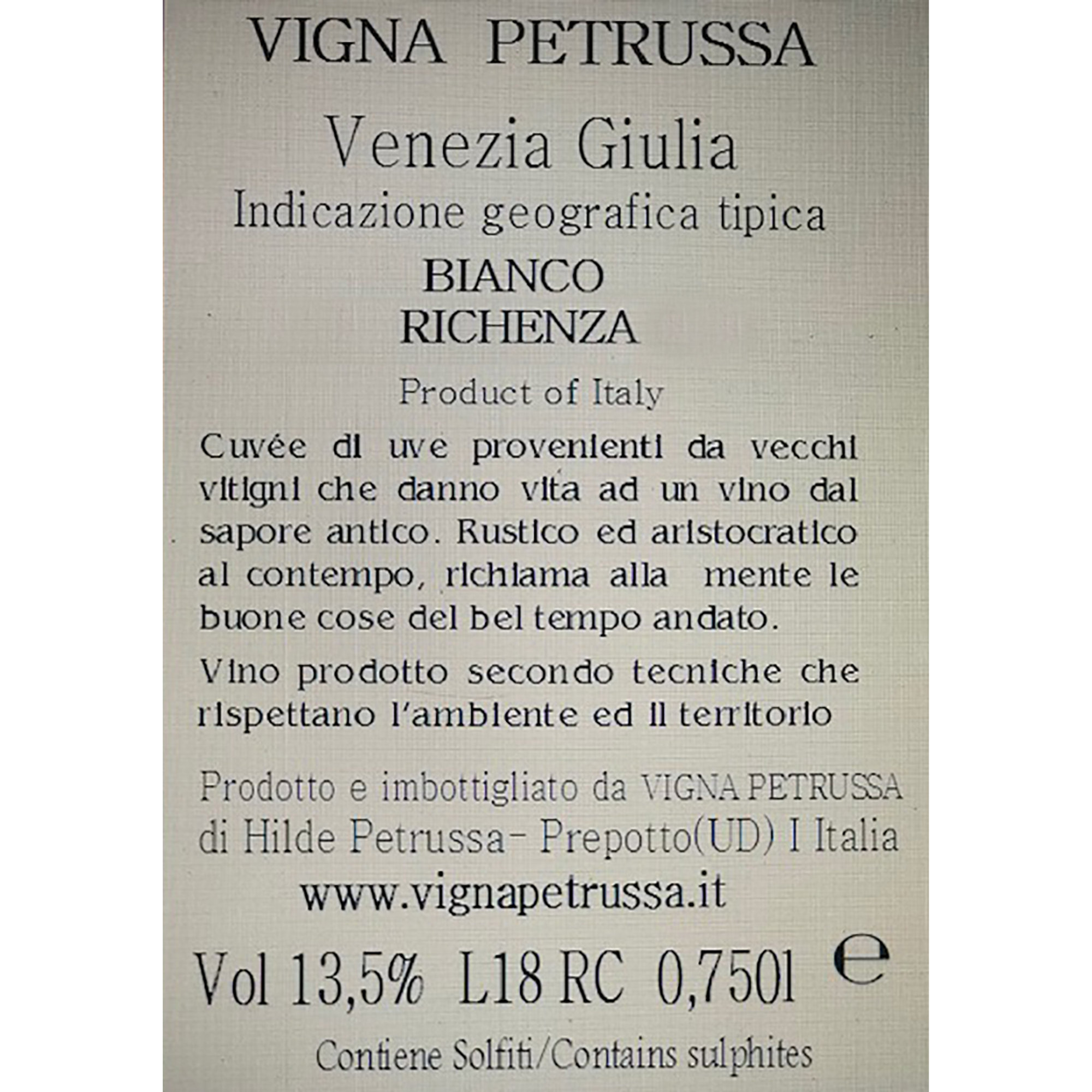3 bottiglie - Richenza Venezia Giulia IGT 2017 Vigna Petrussa vista1