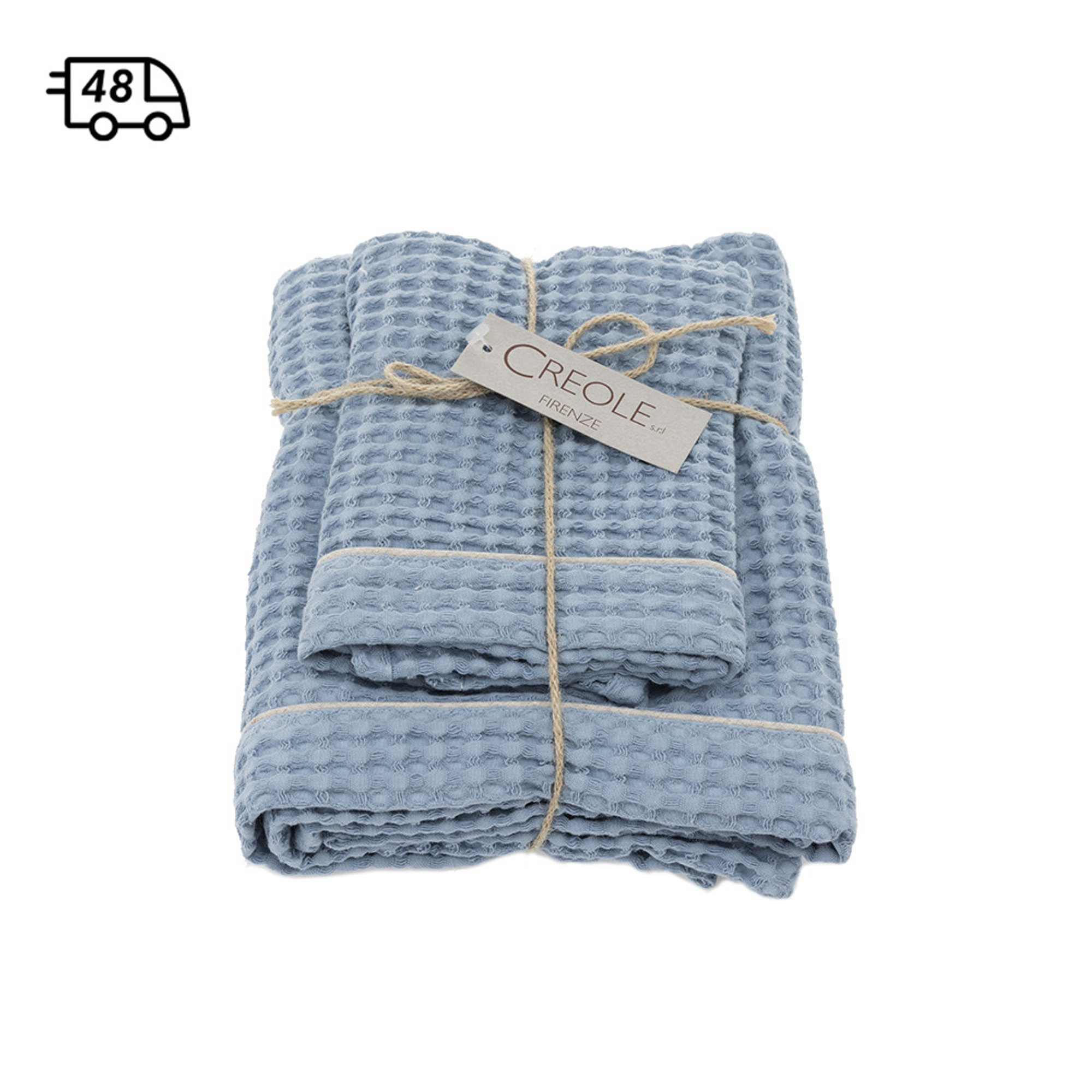 Set viso + ospite Nido d'Ape, azzurro Creole vista1
