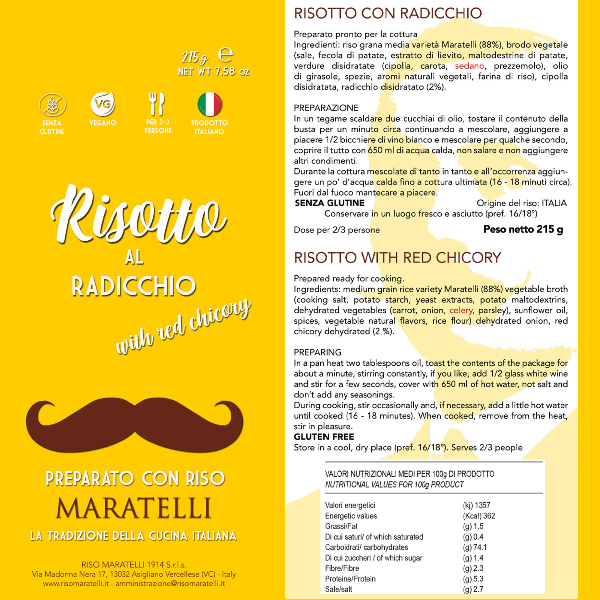 4 confezioni - Risotto Radicchio 215 gr Riso Maratelli 1914 vista1