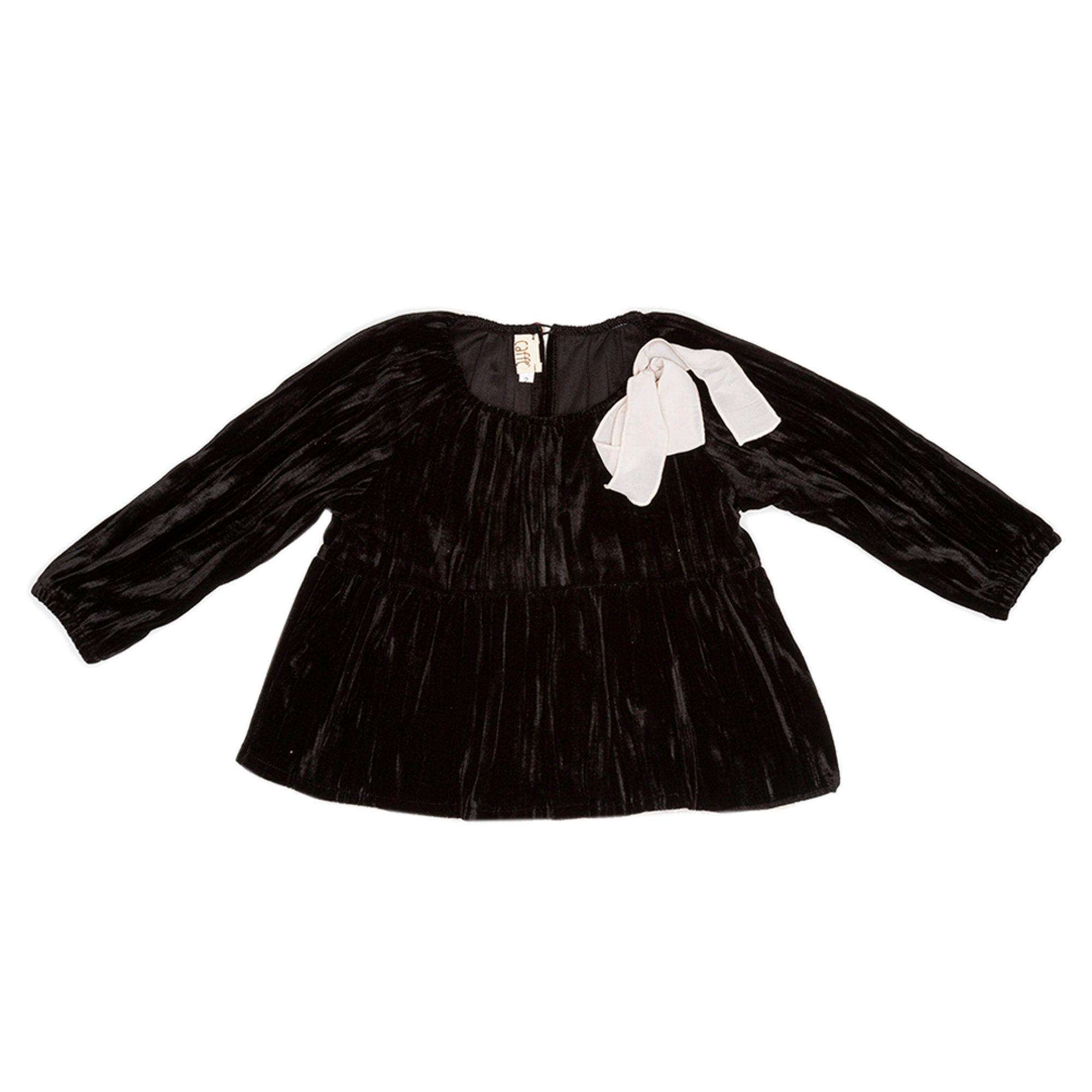 Blusa con fiocco in velluto plissè nero CAFFè D'ORZO vista0