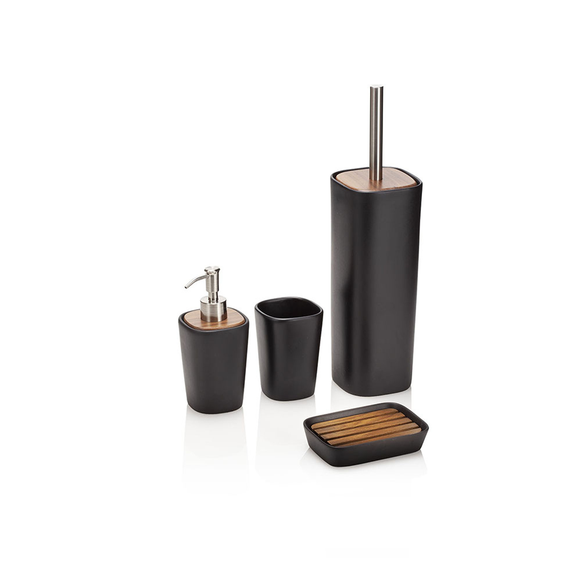 Dispenser per sapone WOOD, nero/noce TFT Home vista1