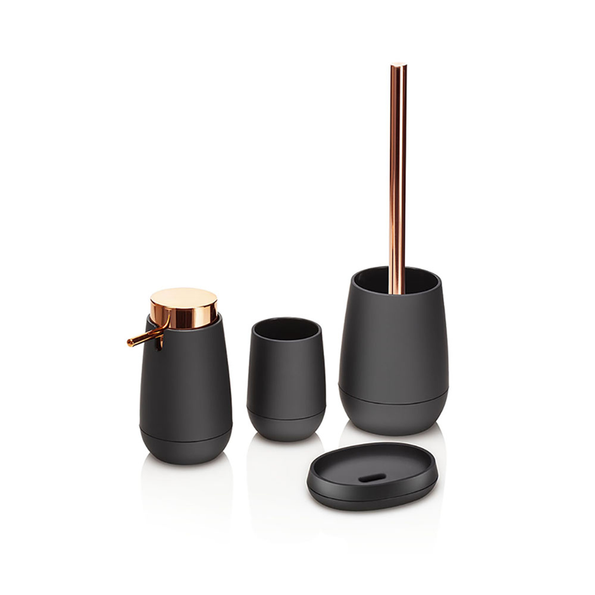 Set bagno 4 pezzi VOGUE, nero/rame TFT Home vista0