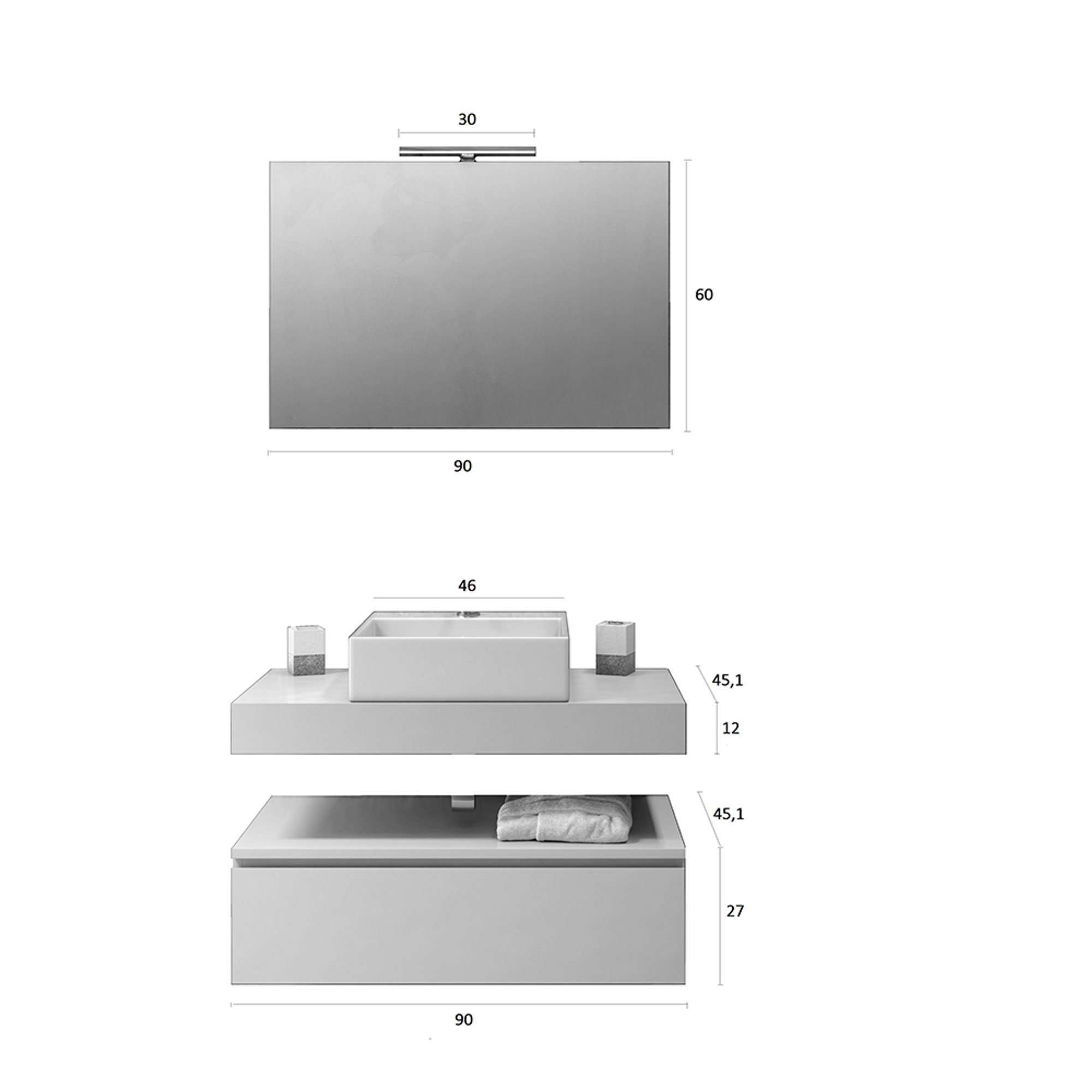 Composizione 5 pezzi YOKA, quercia/bianco TFT Home vista6