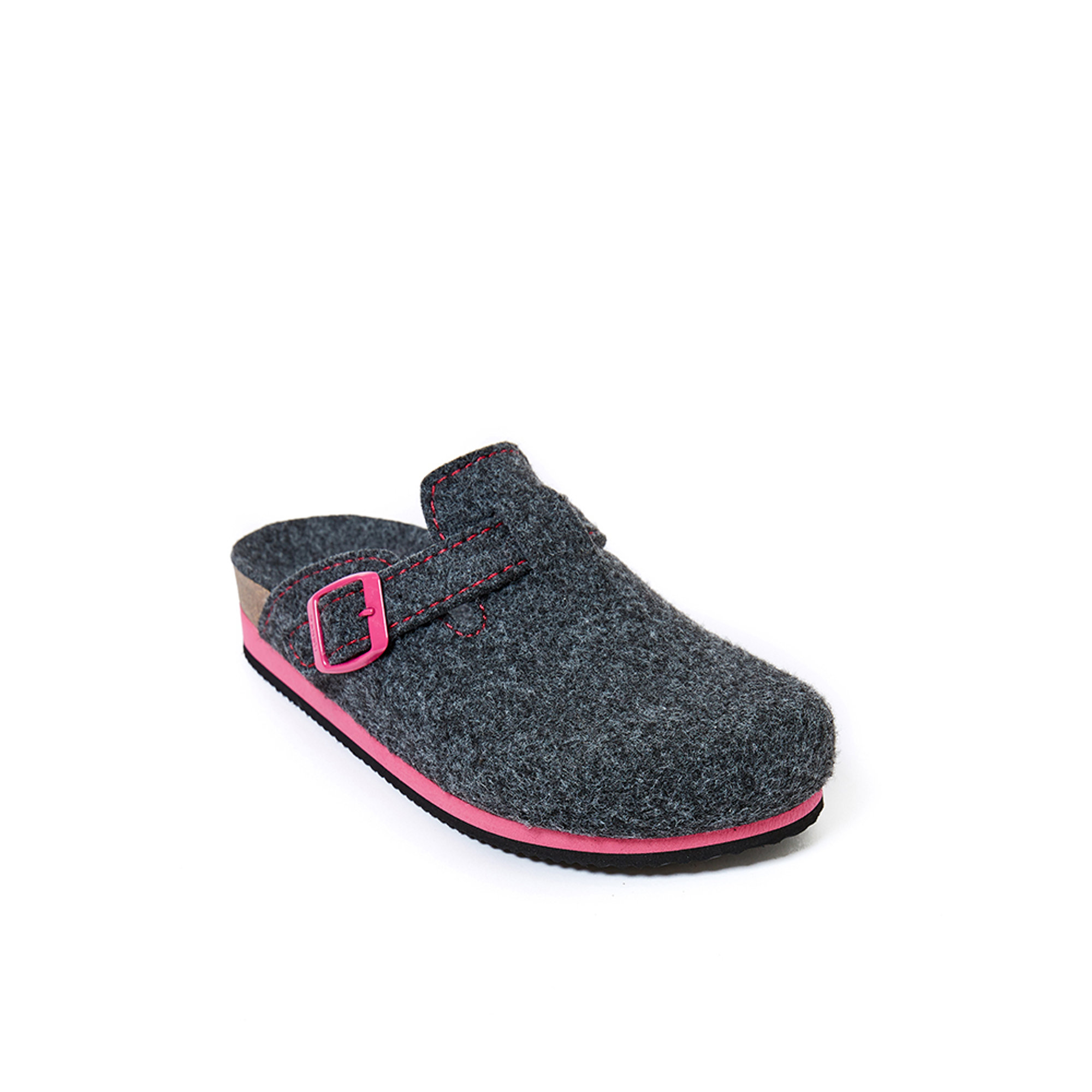 Sabot in feltro con dettagli fluo grigi Mandel vista3