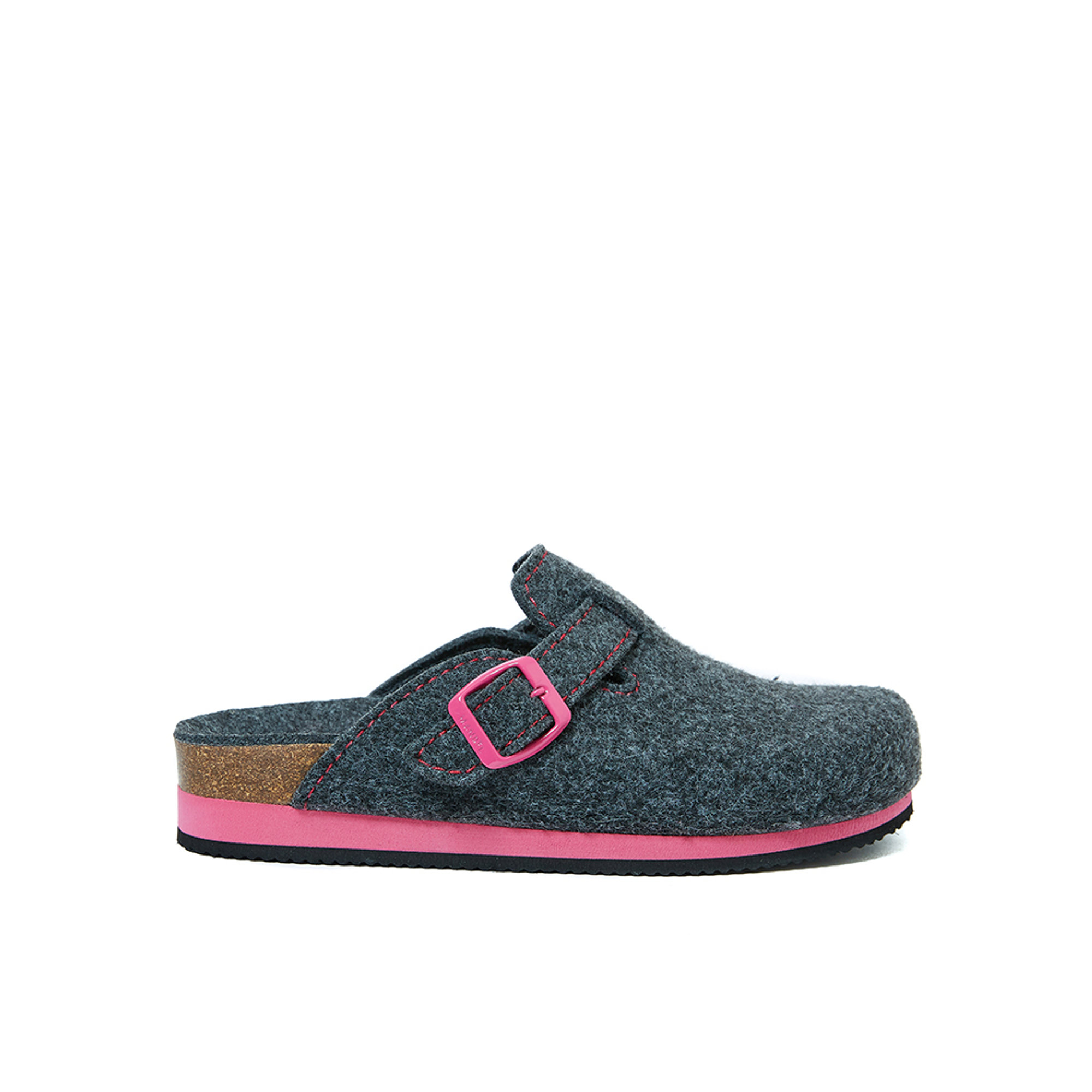 Sabot in feltro con dettagli fluo grigi Mandel vista0