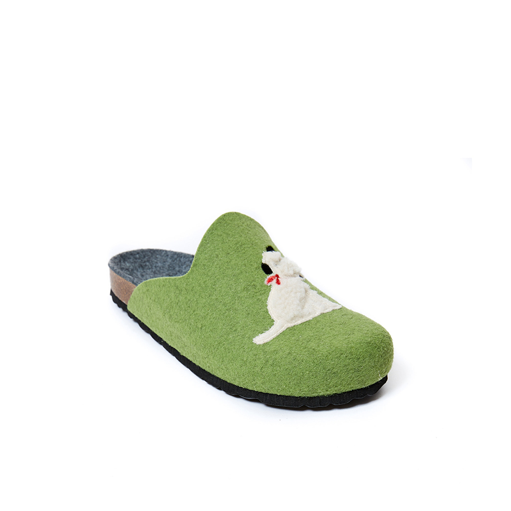 Sabot in feltro cane verde Mandel vista1