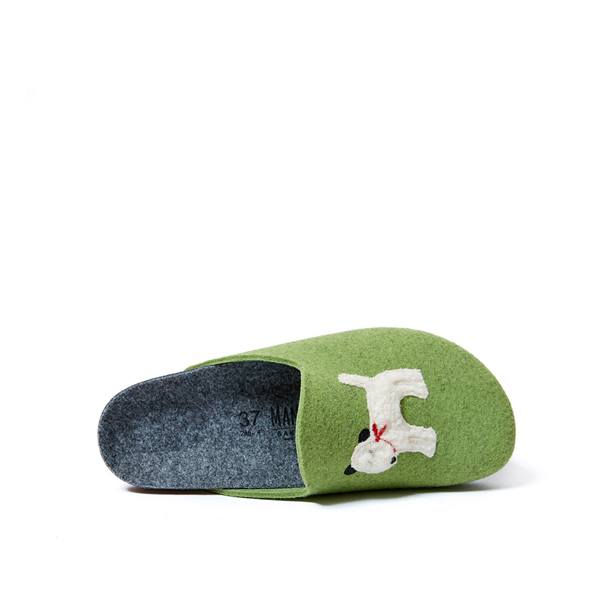 Sabot in feltro cane verde Mandel vista2
