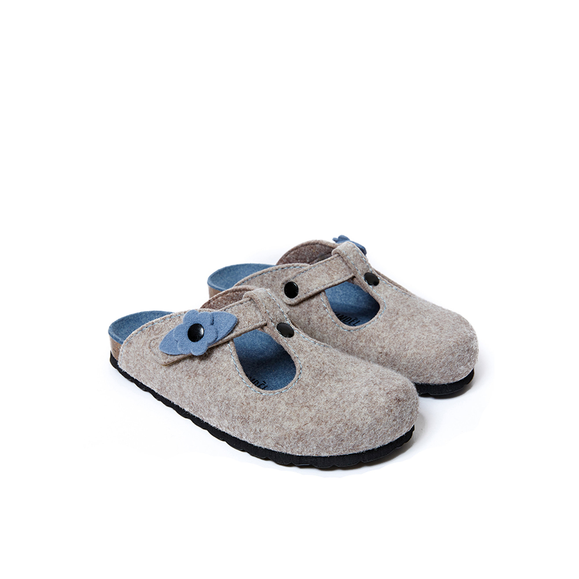 Sabot in feltro con fiore beige Mandel vista2