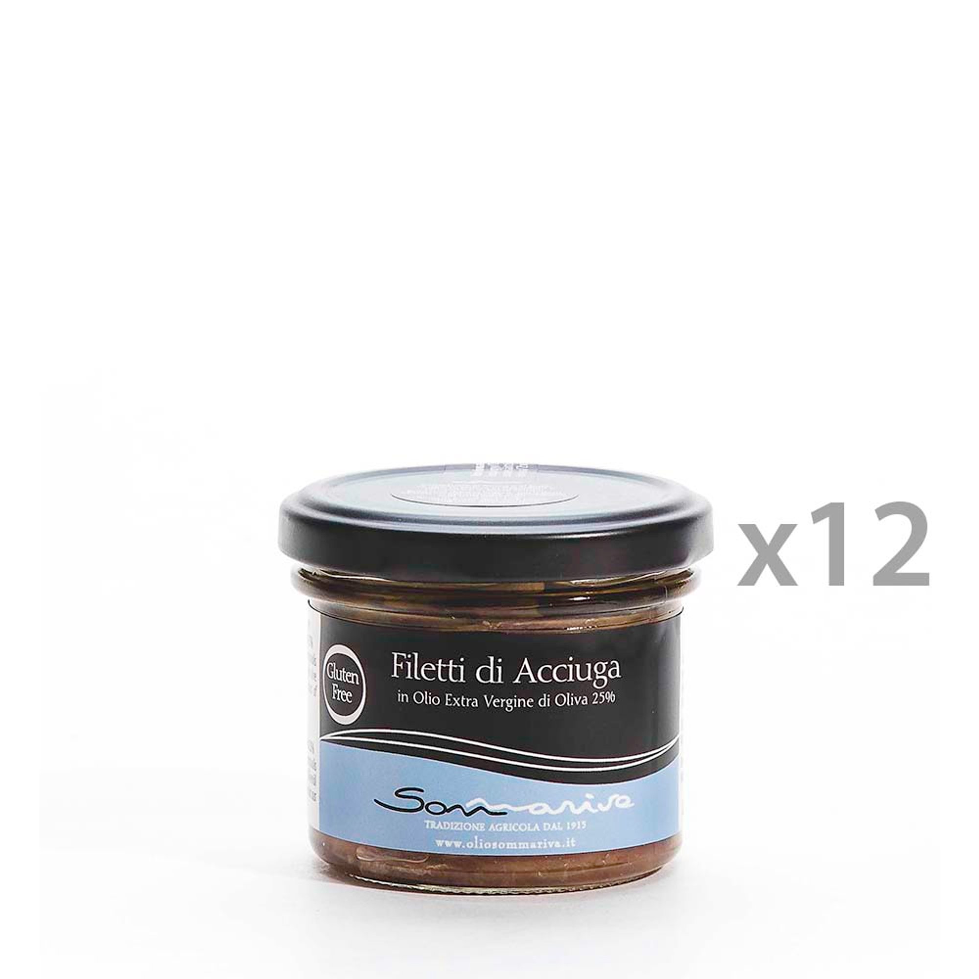 12 vasetti - Filetti di acciuga in olio evo 110 gr Sommariva vista0