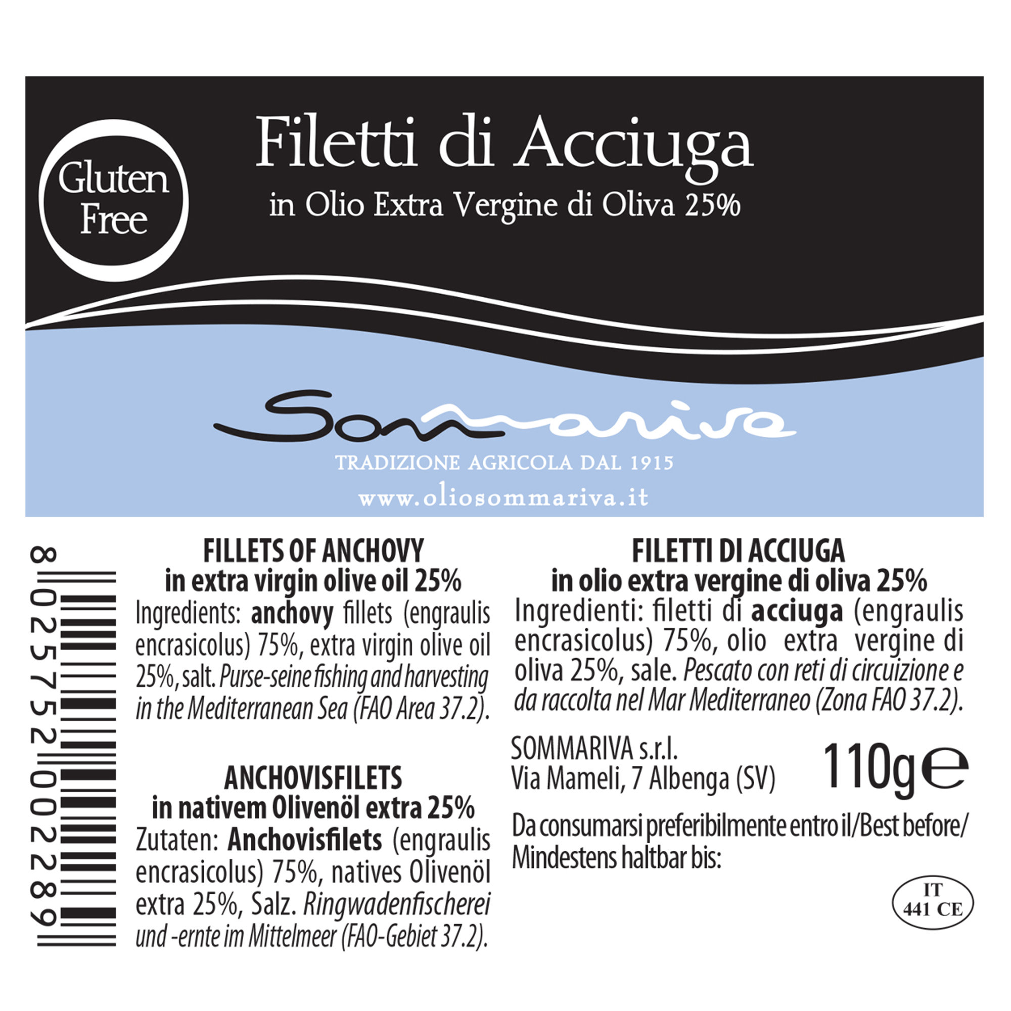 Box 12 vasetti: 6 Crema di acciughe 90 gr - 6 Filetti di acciuga in olio evo 110 gr Sommariva vista2