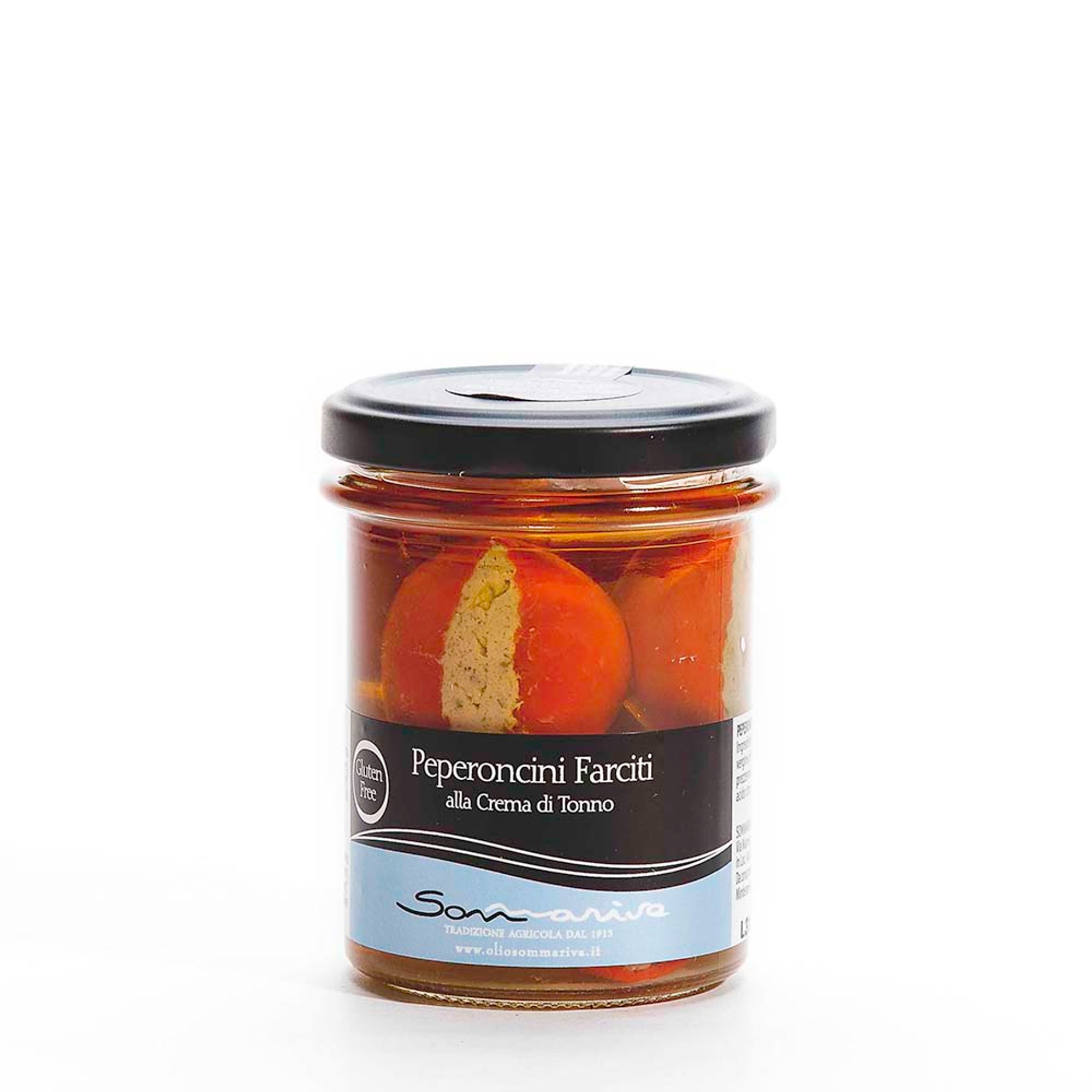 Box 6 vasetti: 3 Peperoncini farciti con crema di tonno 190 gr - 3 Peperoncini farciti con filetti di acciuga e cappero 180 gr Sommariva vista1