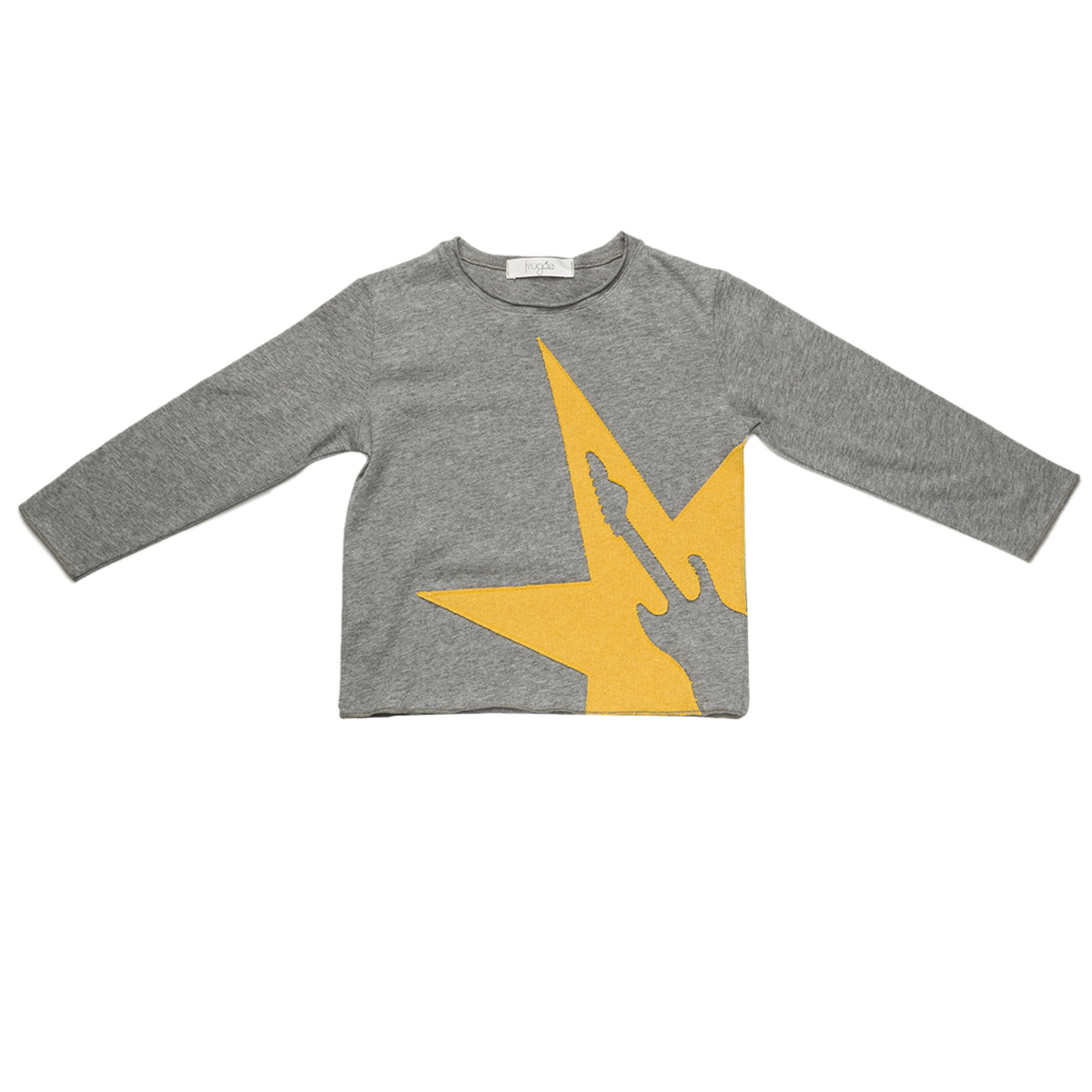 T-shirt grigia con stampa chitarra gialla FRUGOO vista0