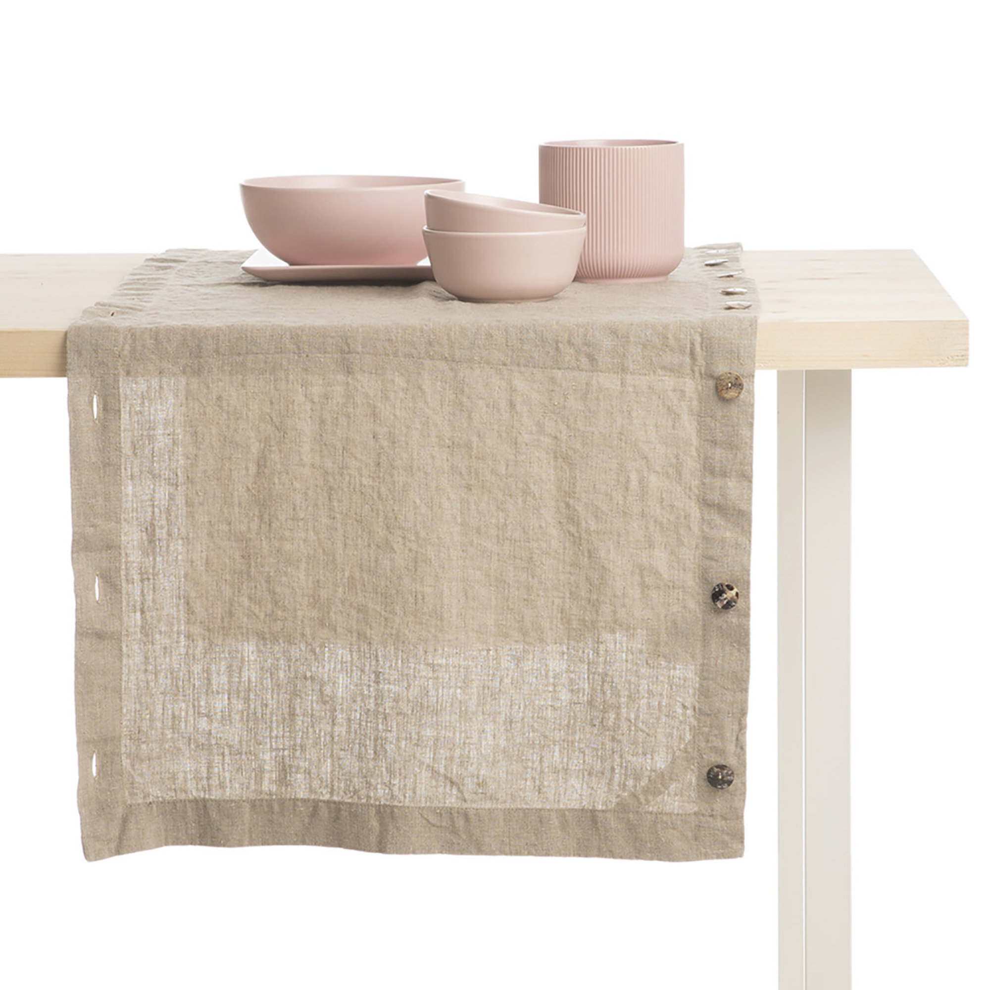 Runner con bottoni BOTTONI&ASOLE, ecru La fabbrica del lino obsoleto vista0