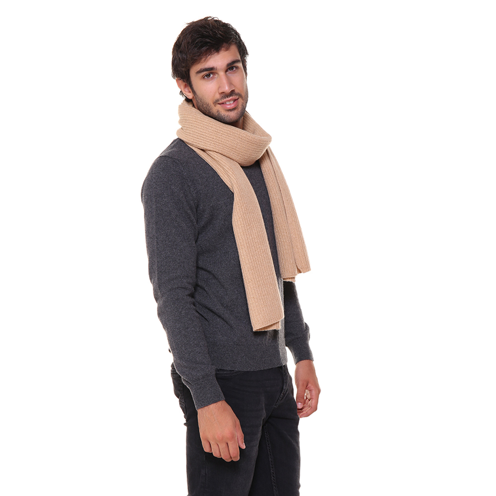 Stola 200x45 cammello 100% CASHMERE  vista1