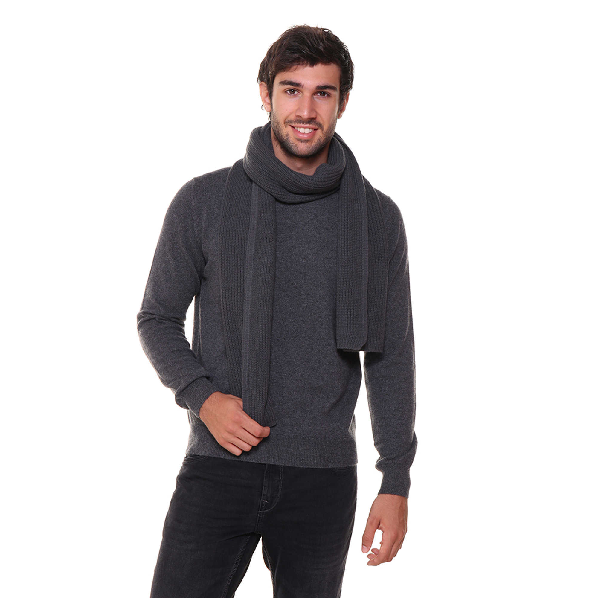 Stola 200x45 grigio 100% CASHMERE  vista2