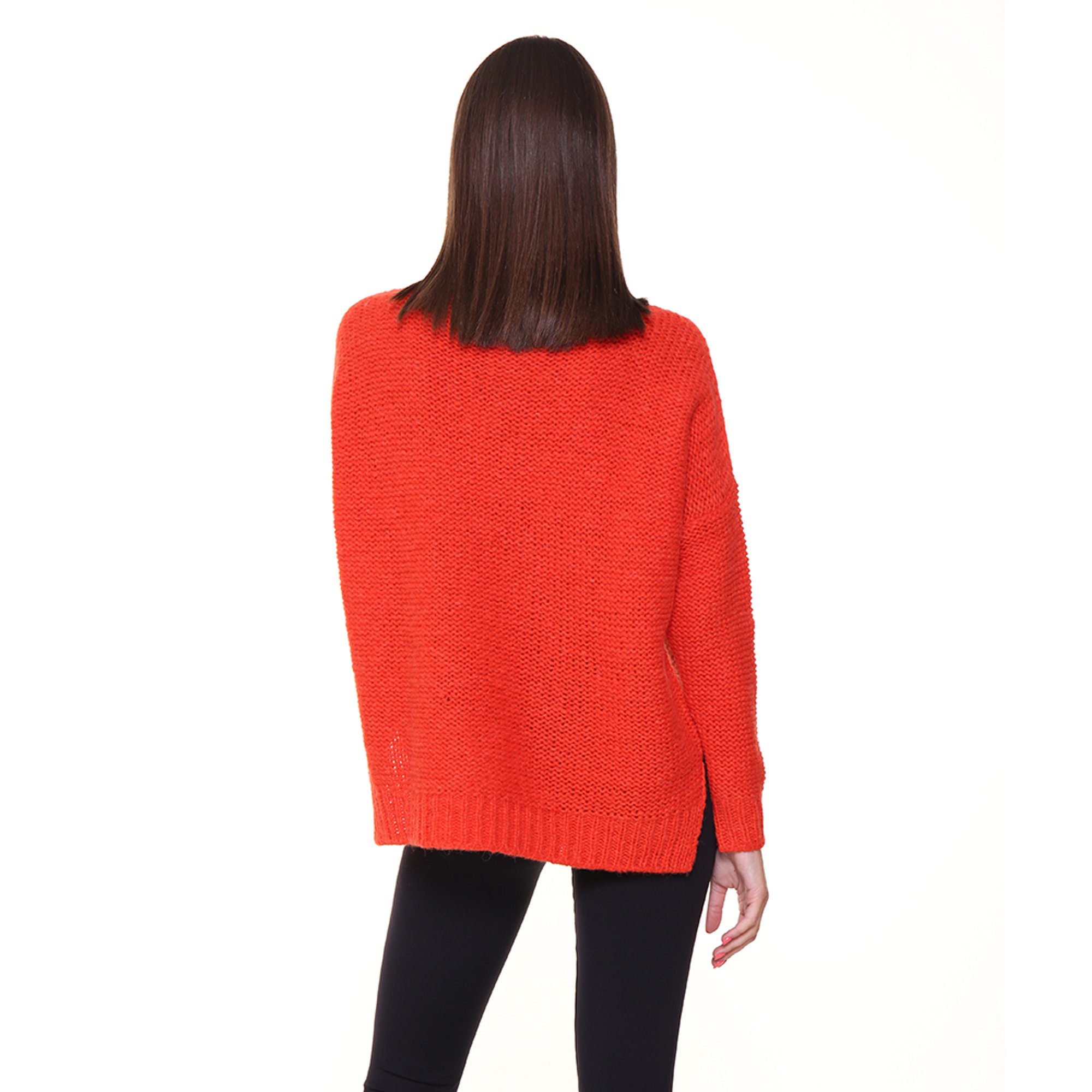 Girocollo over arancione 100% CASHMERE  vista2
