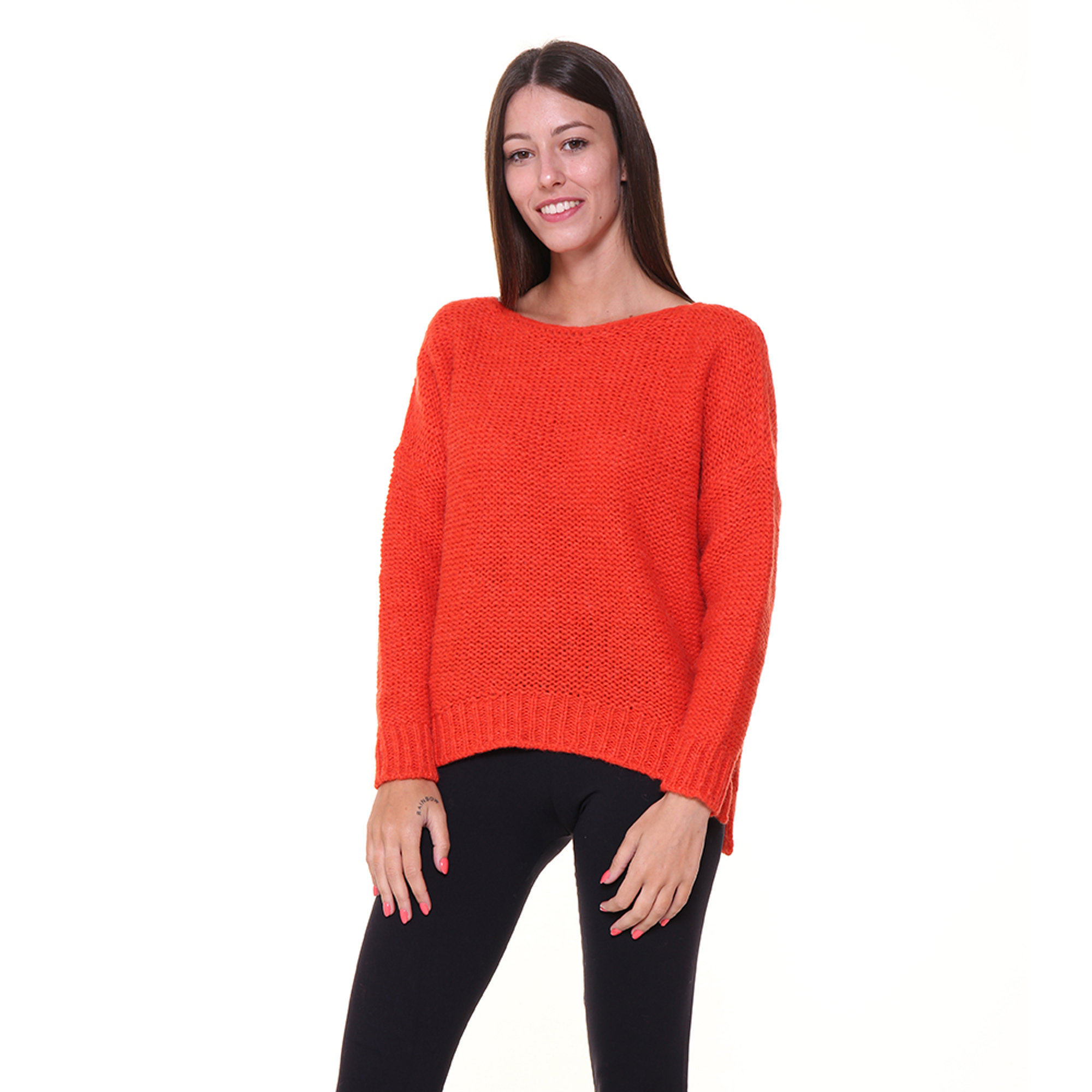 Girocollo over arancione 100% CASHMERE  vista0