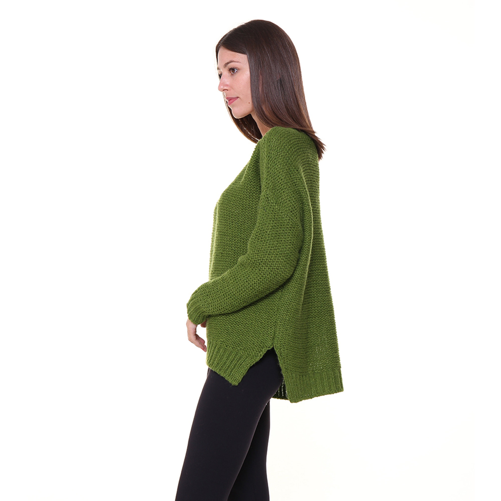Girocollo over verde 100% CASHMERE  vista1