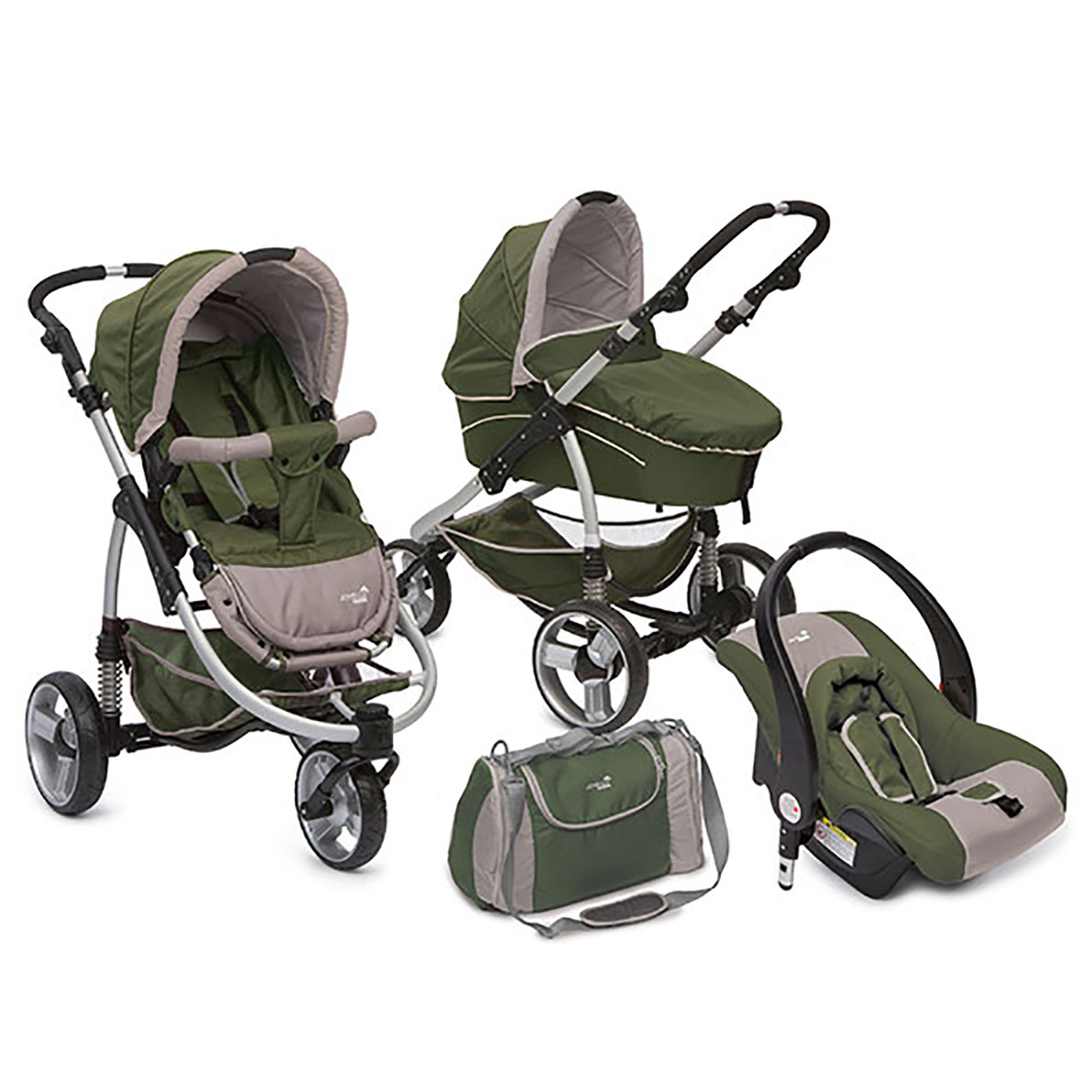 Passeggino modulare sistema Trio completo MONELLO, verde scuro Joyello vista6