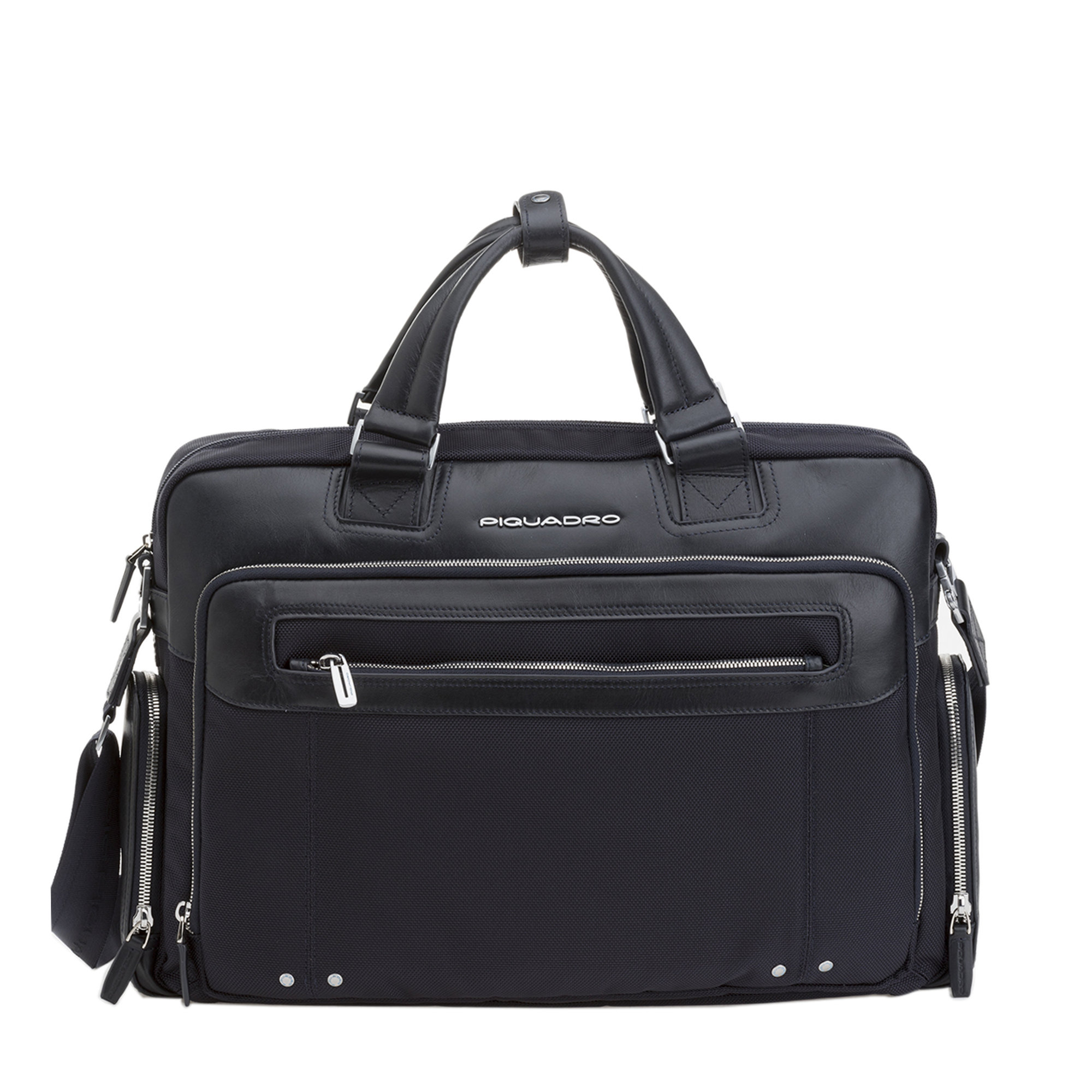 Cartella porta PC in tessuto e pelle blu Piquadro vista0