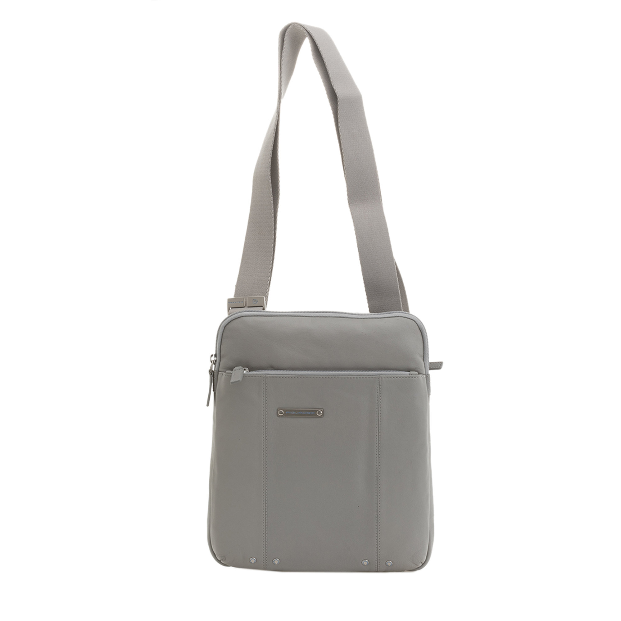 Borsello piatto in pelle grigio perla Piquadro vista0