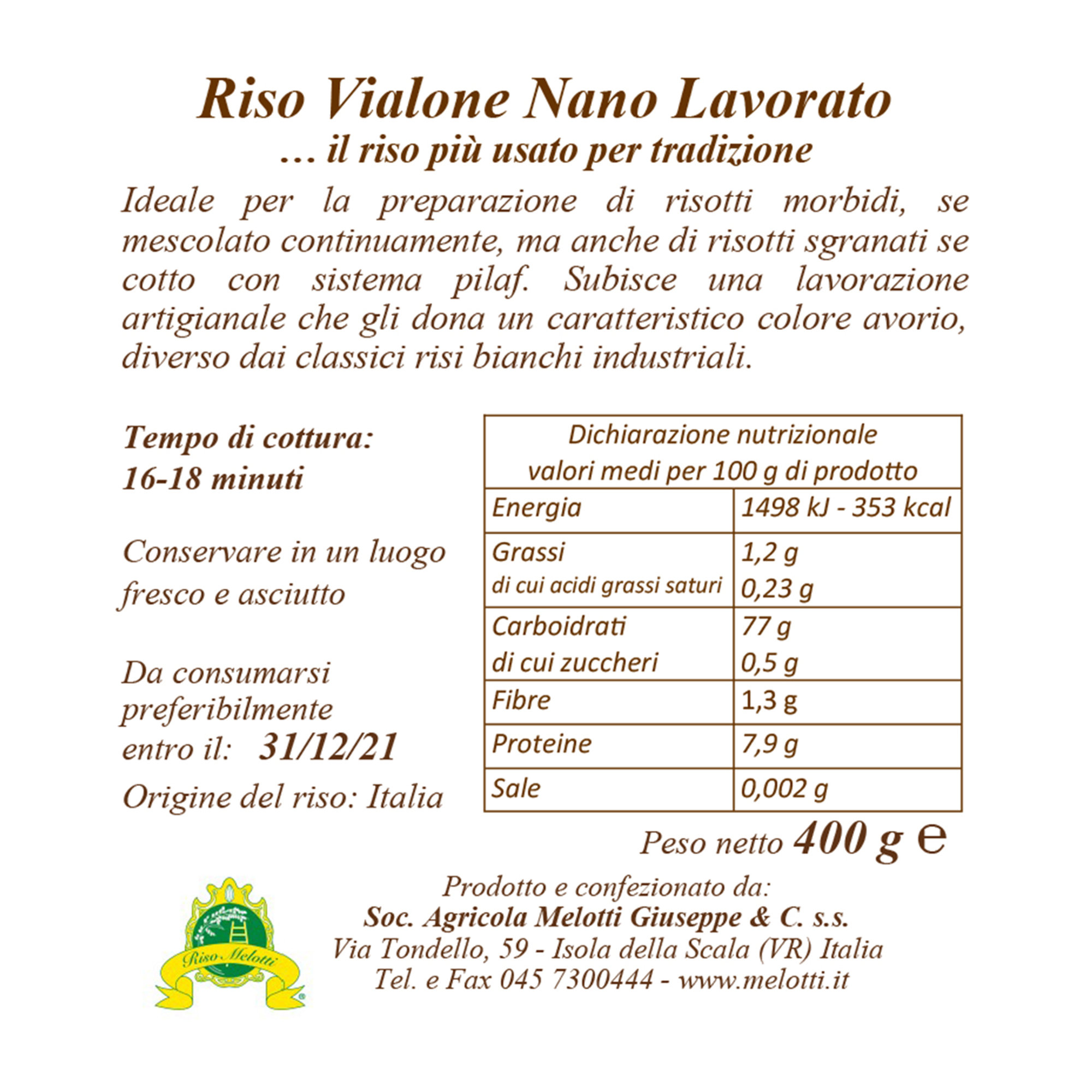 7 bocaux en verre de 400 g - Sélection Vaso Riso Melotti vista10