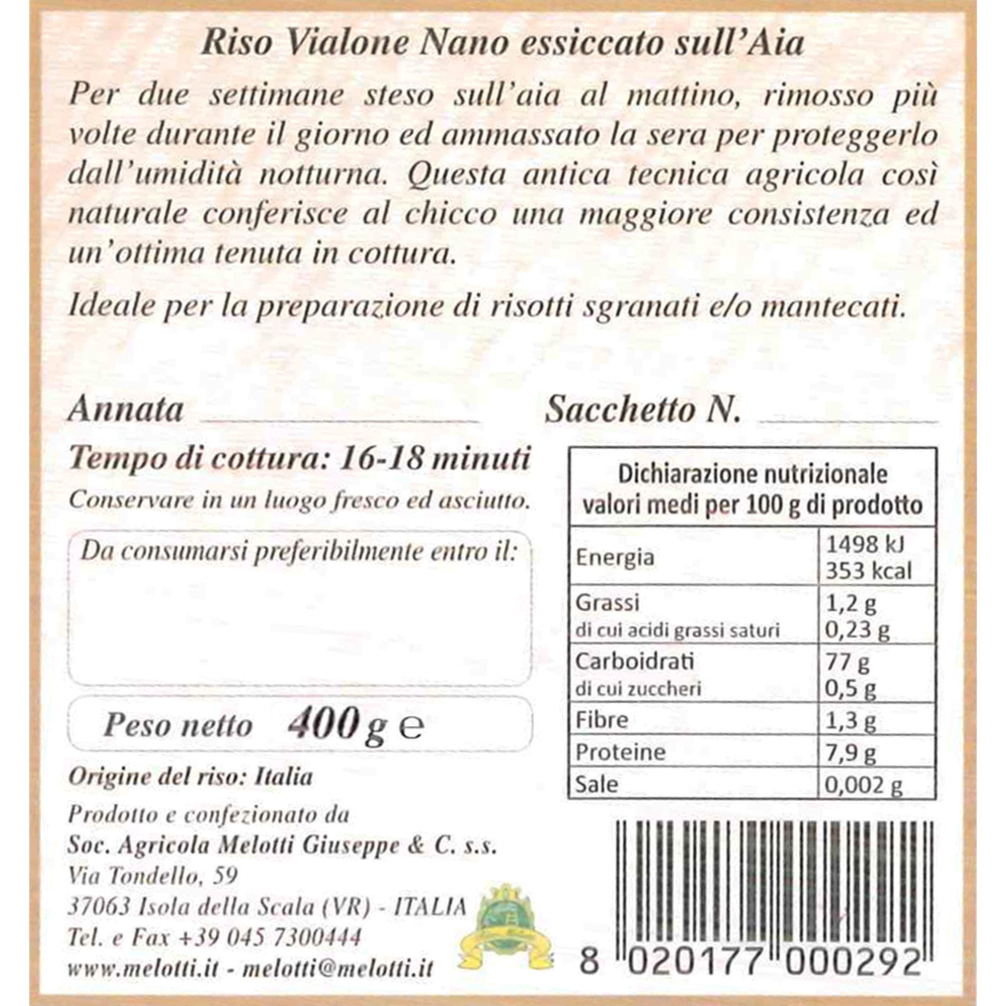 7 bocaux en verre de 400 g - Sélection Vaso Riso Melotti vista14