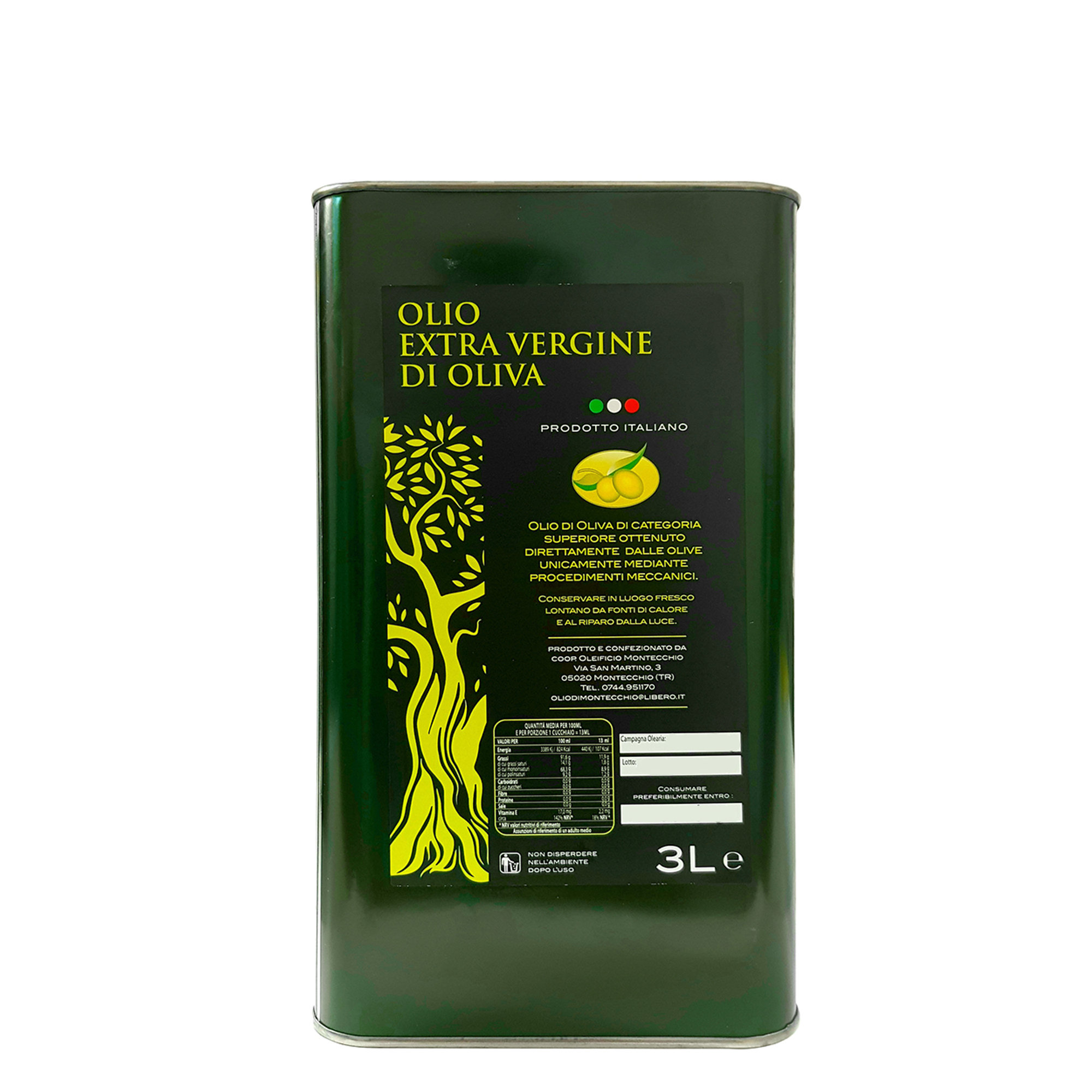1 latta da 3lt - Olio Extravergine di oliva italiano 100% 2021/2022 Oleificio di Montecchio vista0