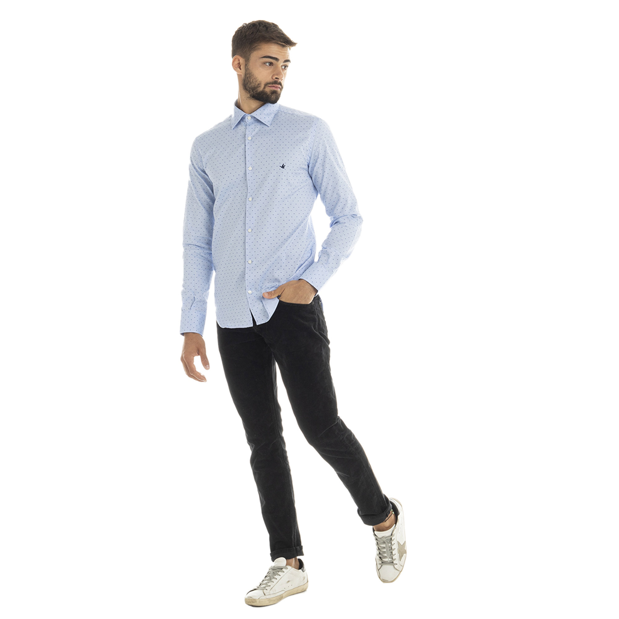 Camicia a righe denim e bianco Brooksfield vista1