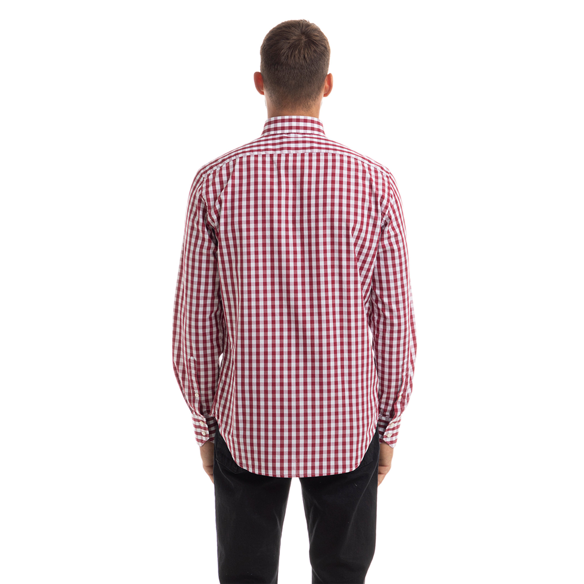 Camicia con fantasia check bianco e bordeaux Brooksfield vista2