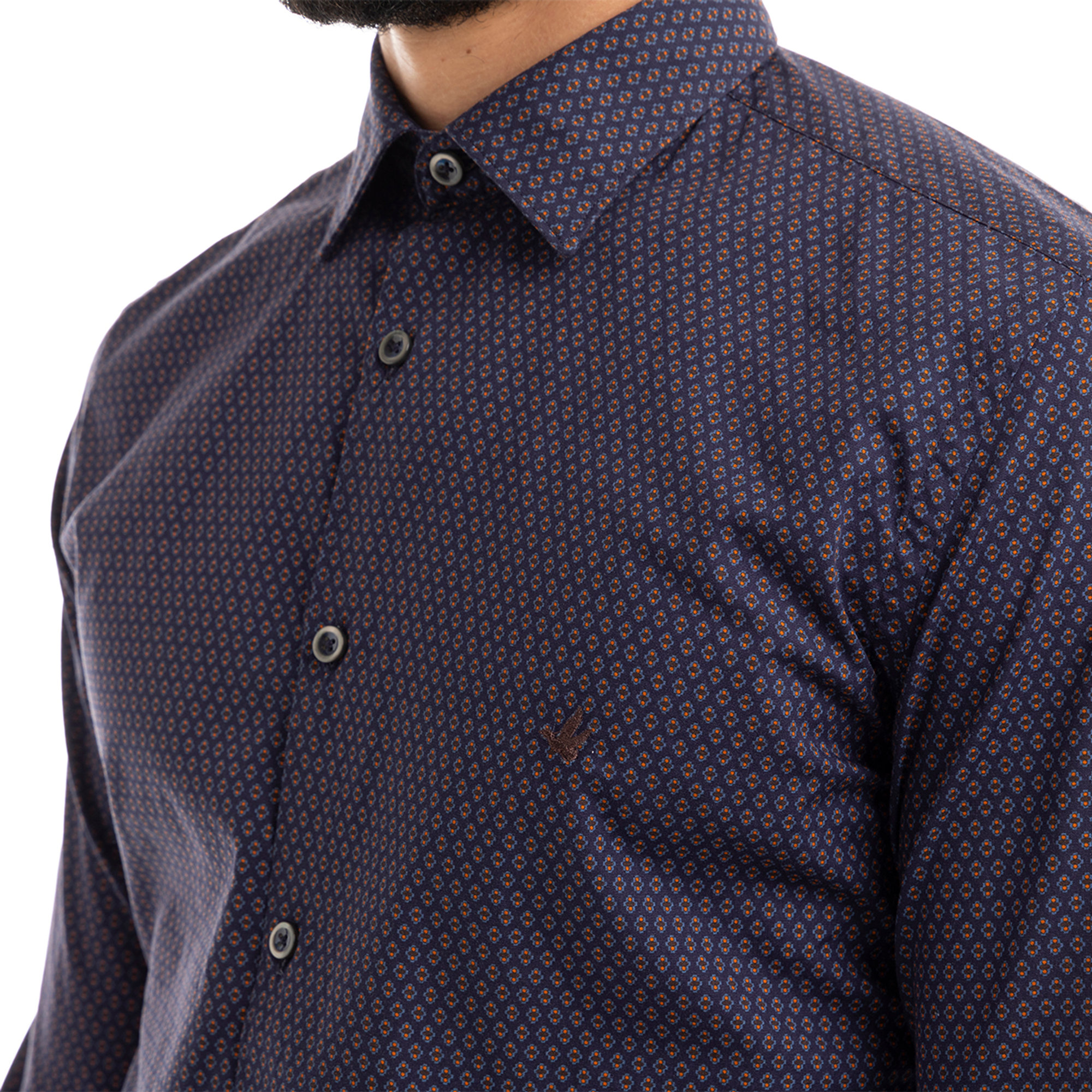 Camicia a fantasia multicolor su base blu Brooksfield vista3