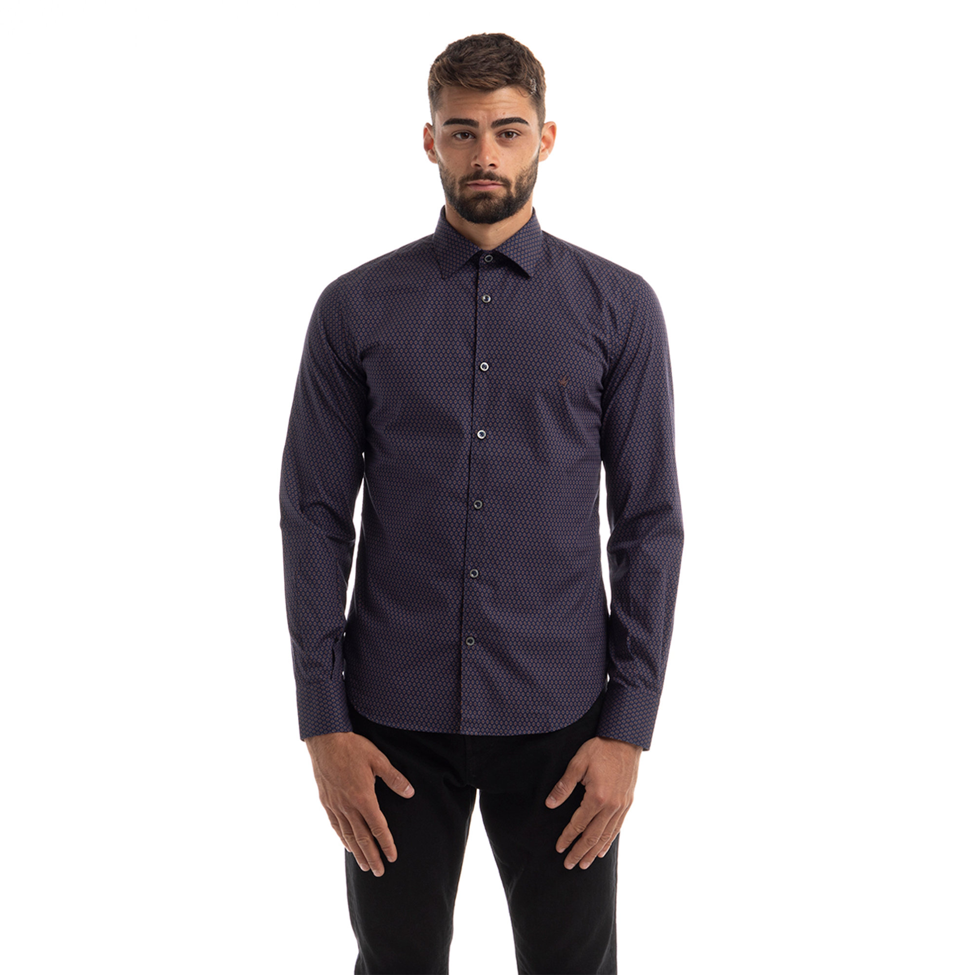 Camicia a fantasia multicolor su base blu Brooksfield vista0