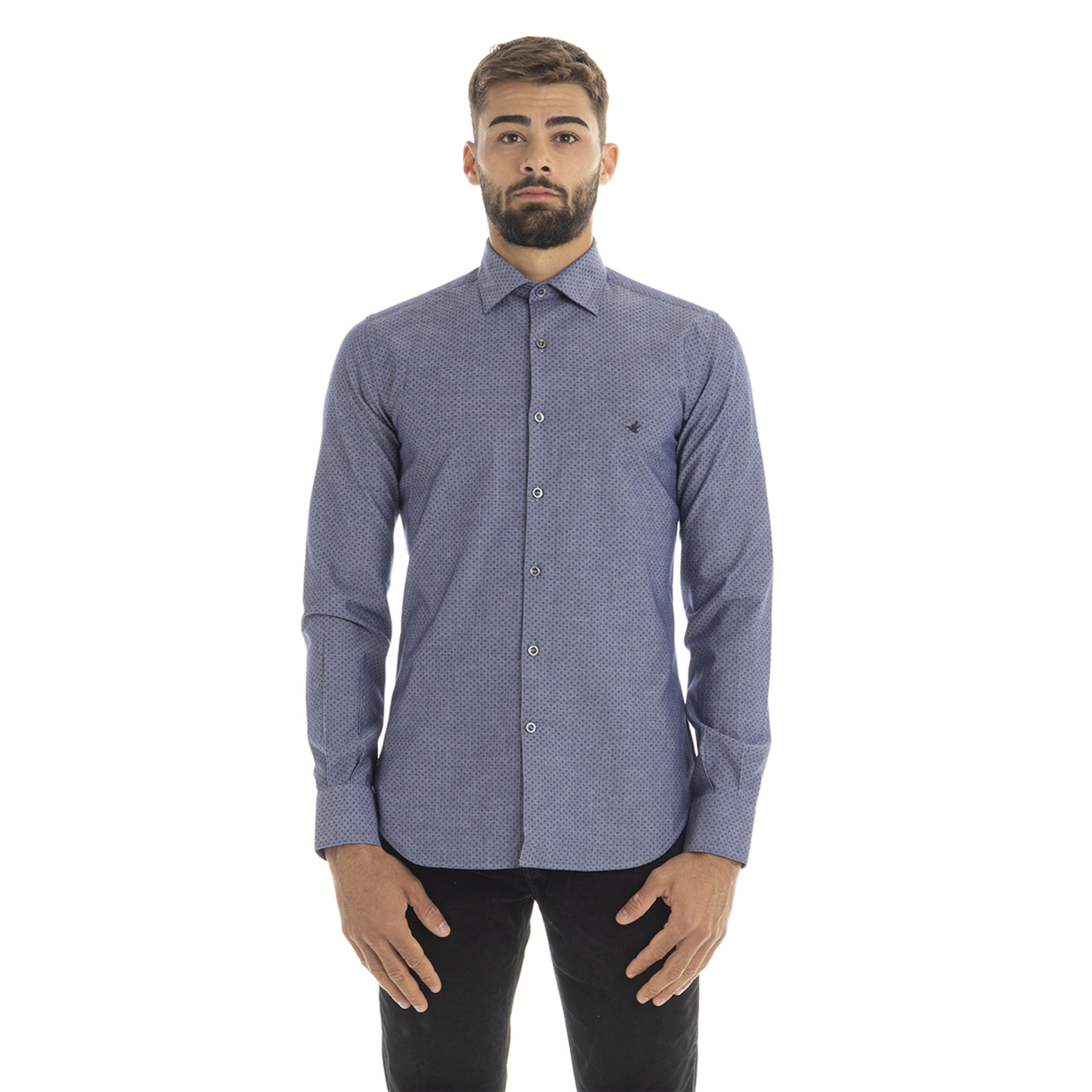 Camicia con microfantasia su base bluette Brooksfield vista0