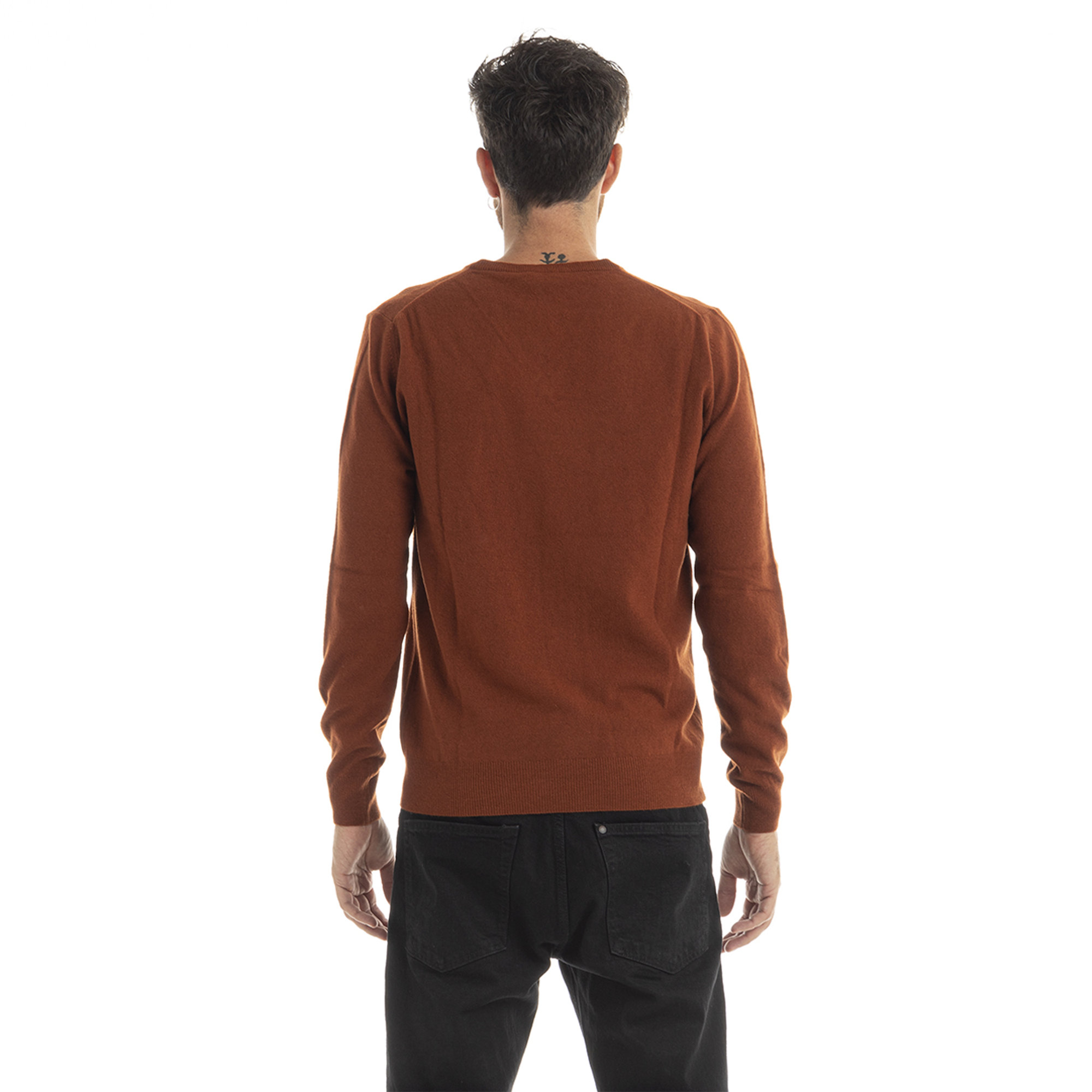 Maglia a V in lana mattone Brooksfield vista2